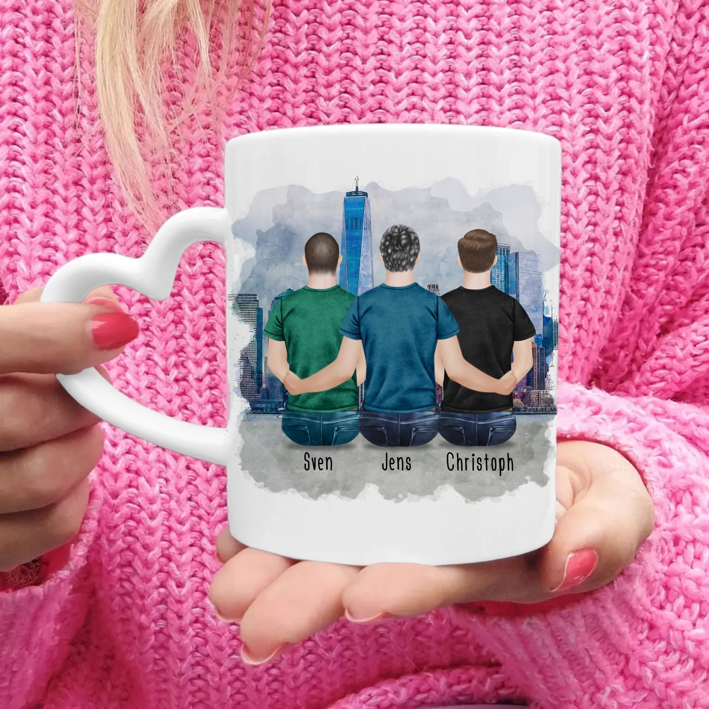 Personalisierte Tasse Kollegen (3 Männer) - Abschiedsgeschenk