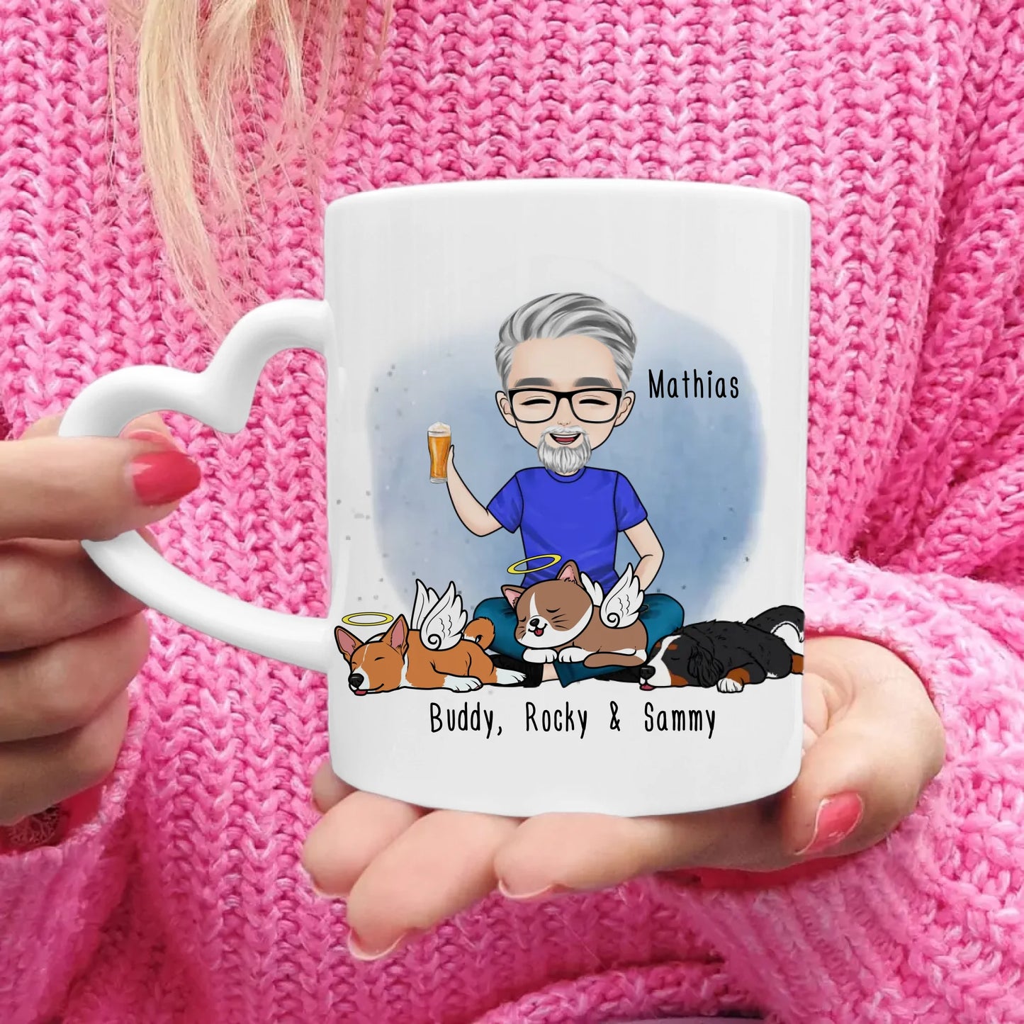 Personalisierte Tasse Hundepapa/Katzenpapa/Tierpapa (1-8 Hunde/Katzen)