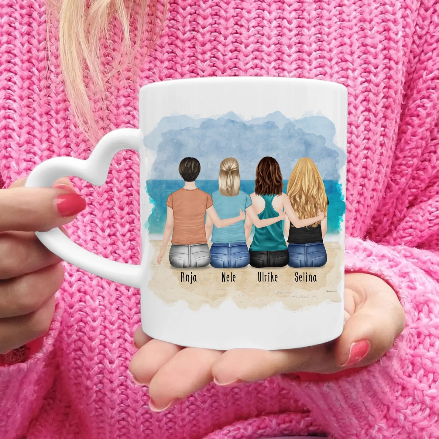 Personalisierte Tasse mit Mutter/Tochter (3 Töchter)