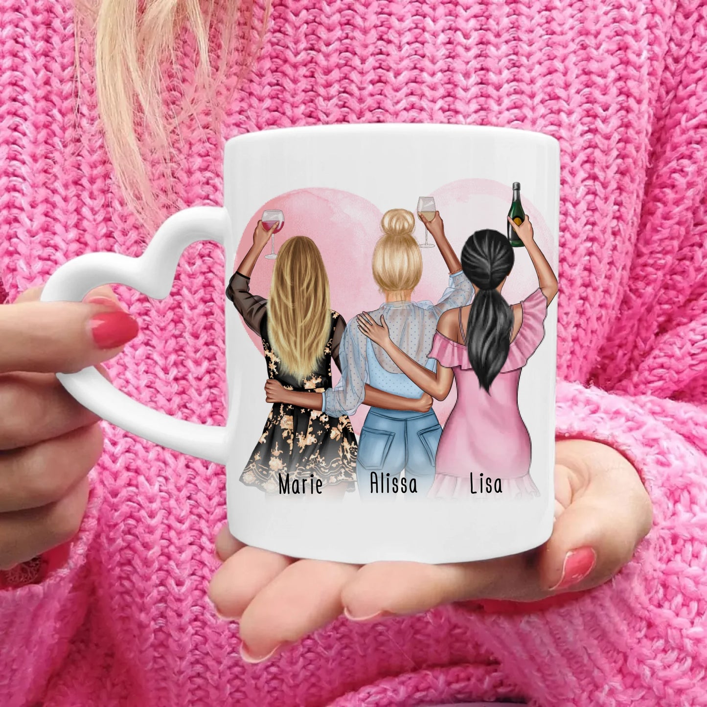 Personalisierte Tasse Beste Freundinnen (3 Freundinnen)