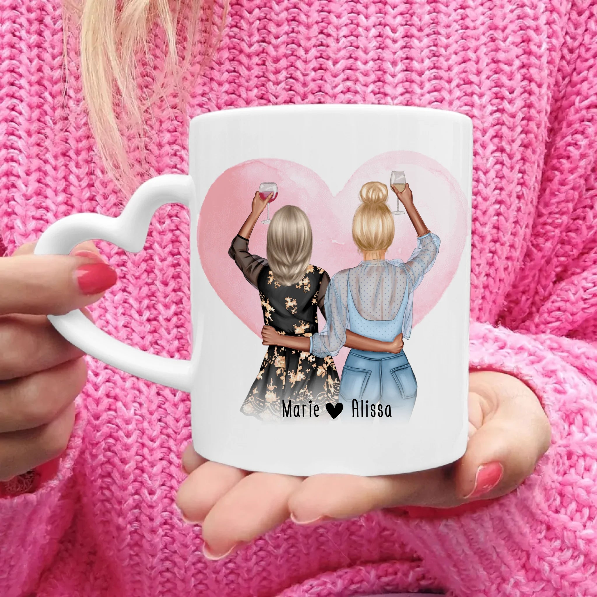 Personalisierte Tasse - Mutter + Tochter mit Drinks