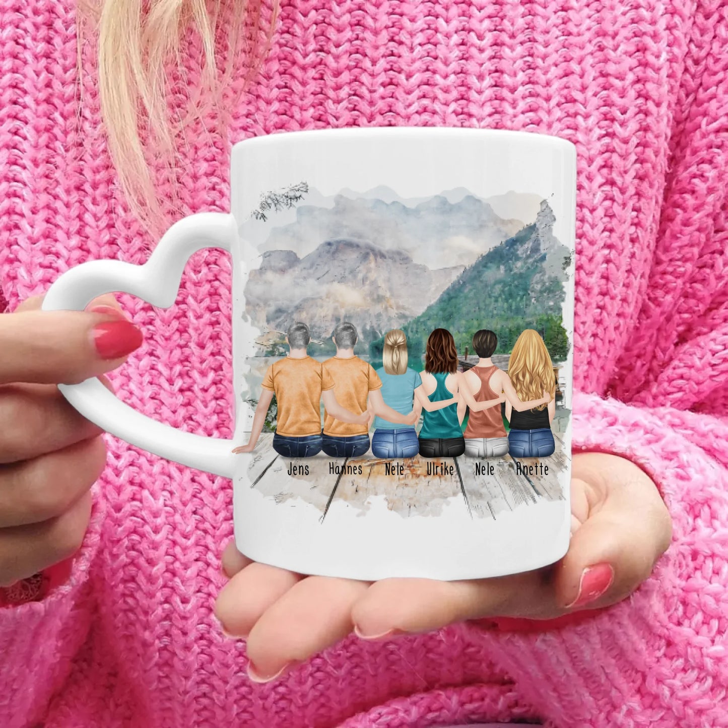 Personalisierte Tasse mit Bruder/Schwester (4 Schwestern + 2 Brüder)