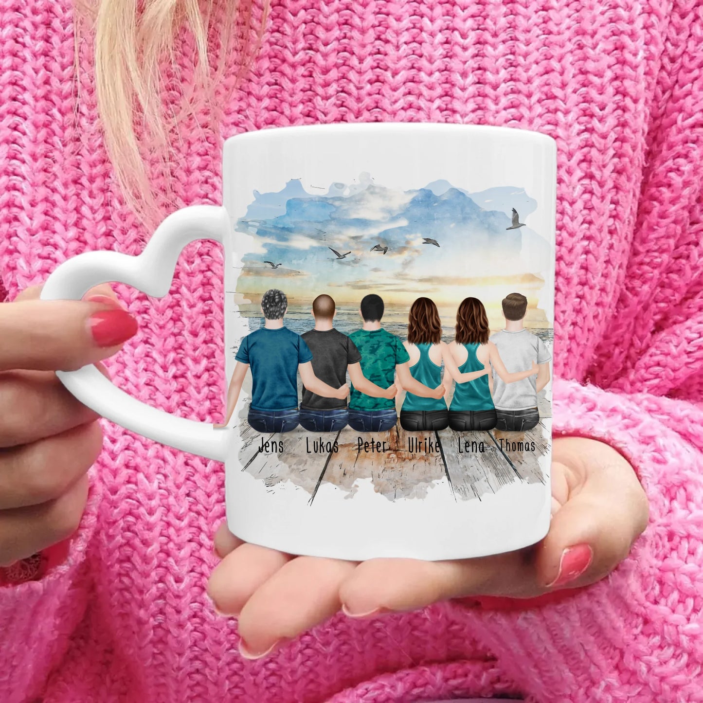 Personalisierte Tasse - Beste Freunde (2 Frauen + 4 Männer)