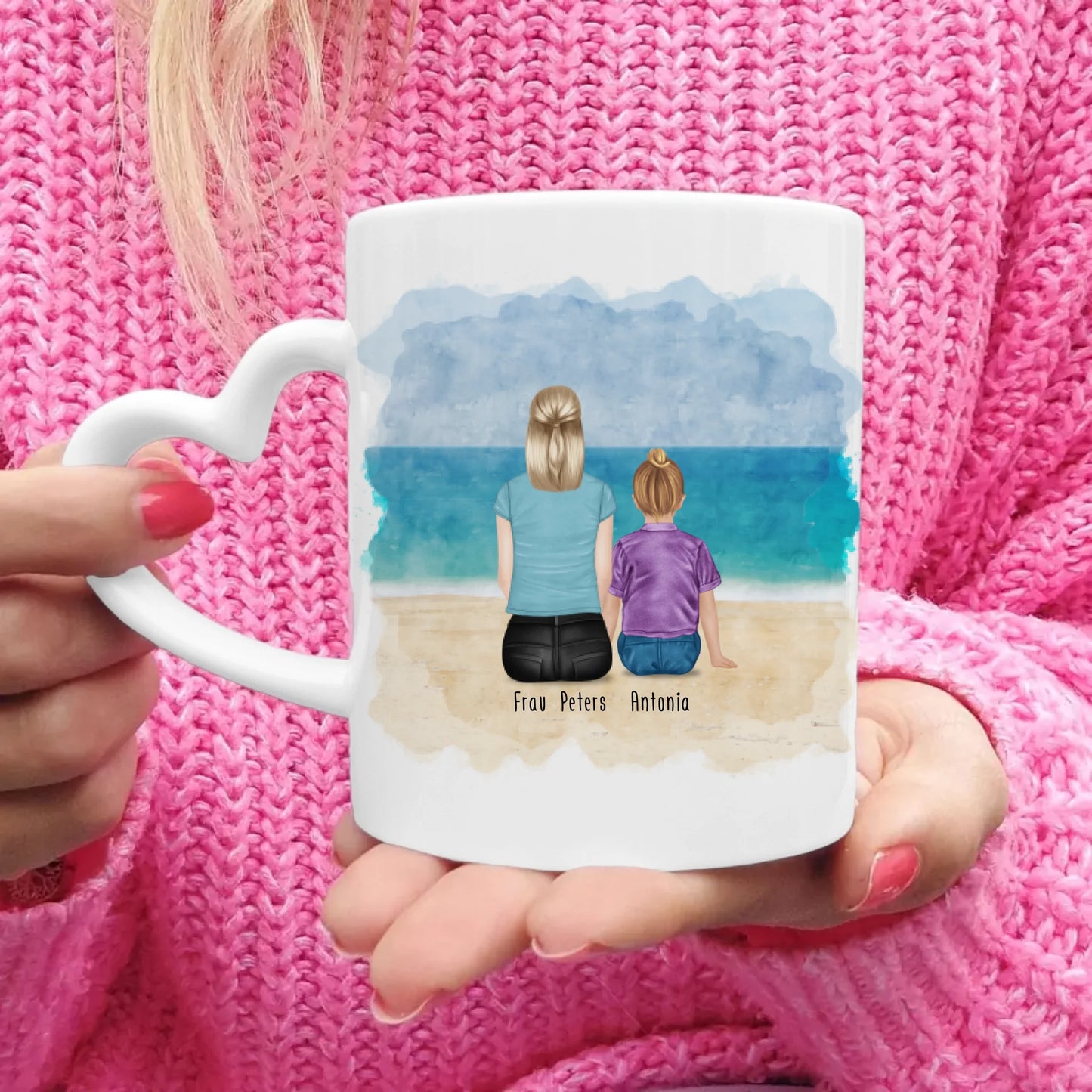 Personalisierte Tasse - Beste Erzieherin (1 Frauen + 1 Kind)