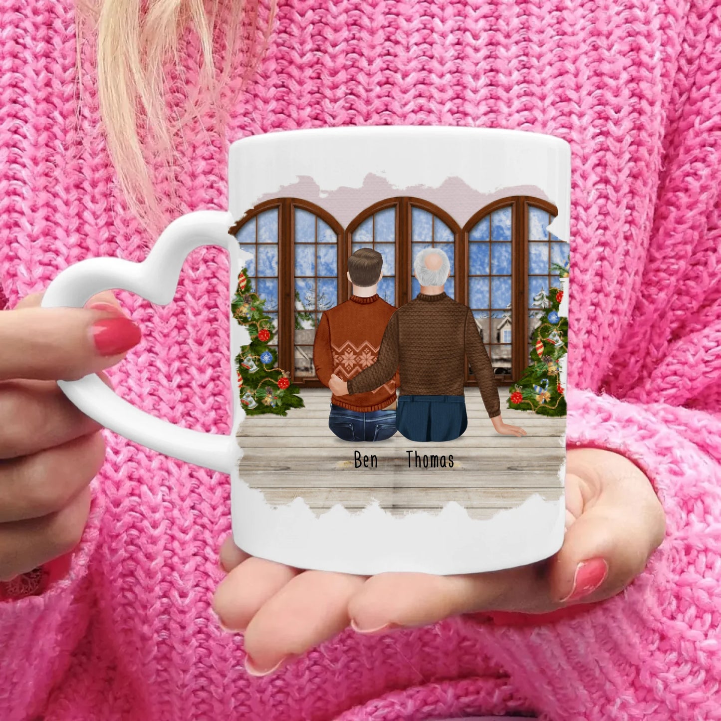 Personalisierte Tasse für Opa (1 Mann + 1 Opa) - Weihnachtstasse