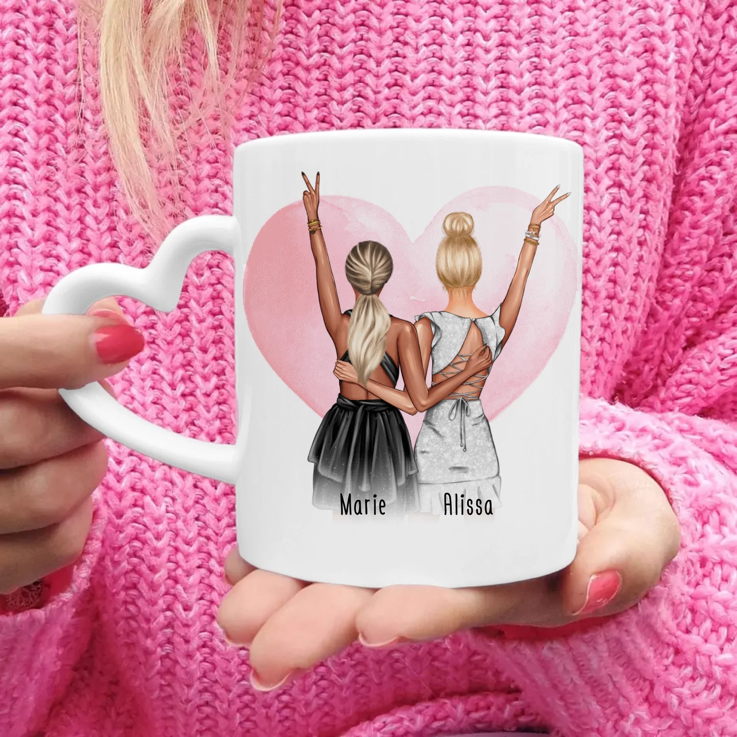 Personalisierte Tasse - Beste Freundin mit Kleid (2 Freundinnen) - Freundinnen Tasse