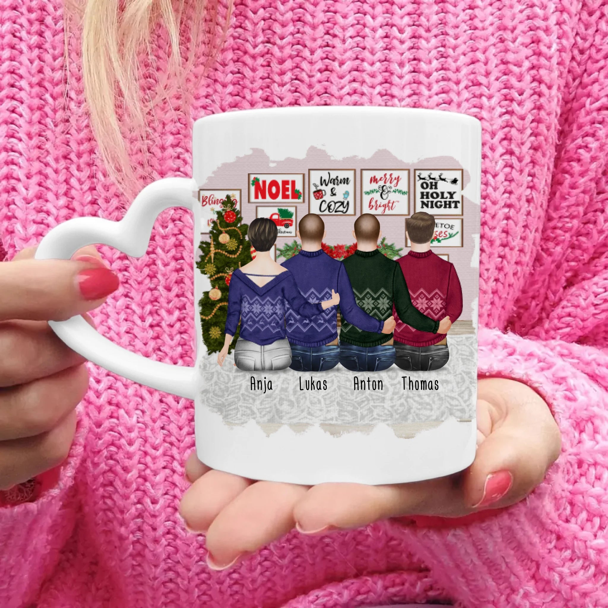 Personalisierte Tasse mit Mutter/Sohn (3 Söhne) - Weihnachtstasse