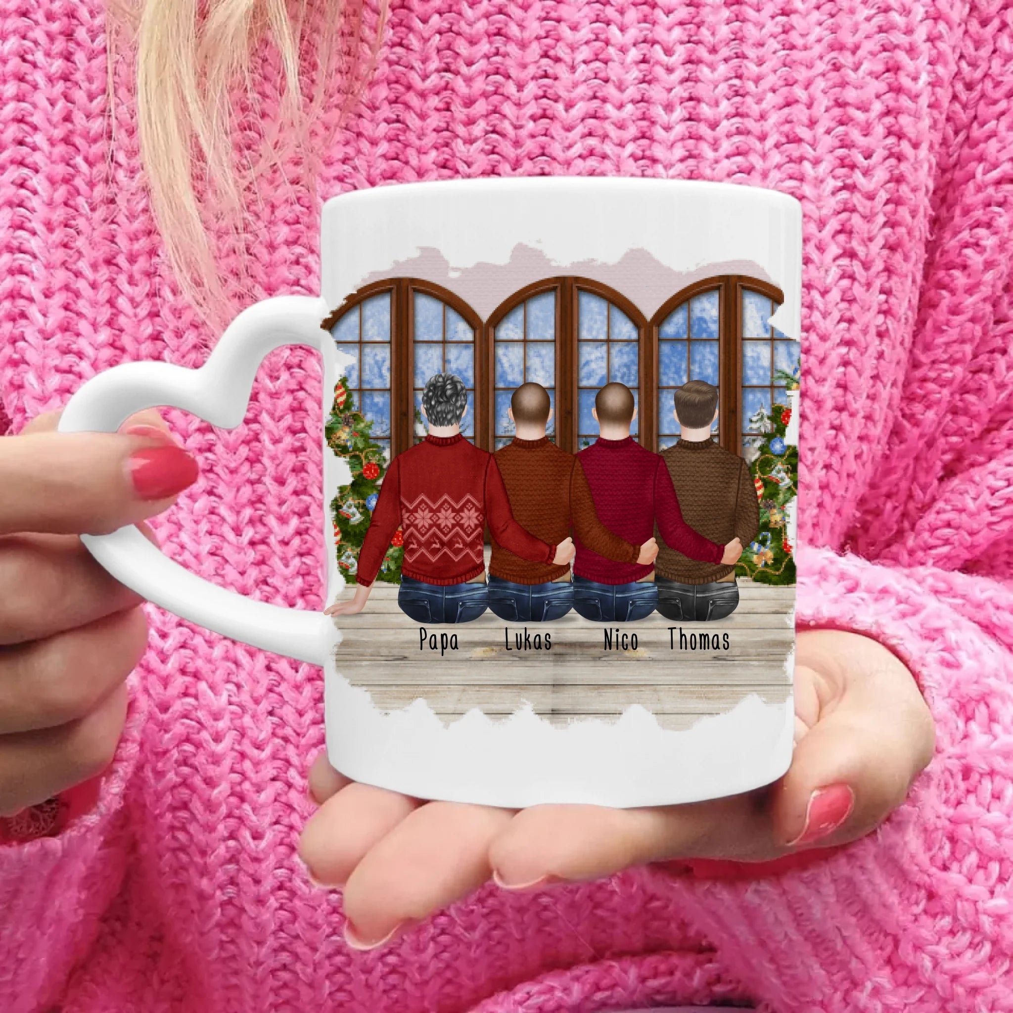 Personalisierte Tasse mit Vater/Sohn (3 Söhne) - Weihnachtstasse