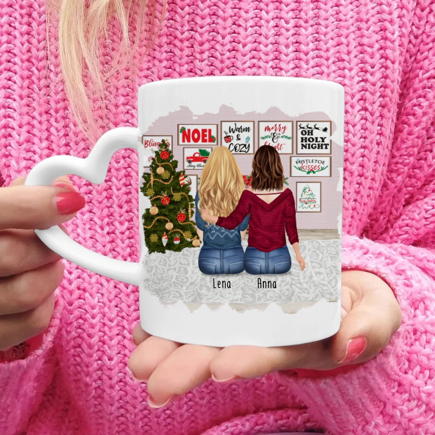 Personalisierte Tasse für Beste Freundinnen (2 Freundinnen) - Weihnachtstasse