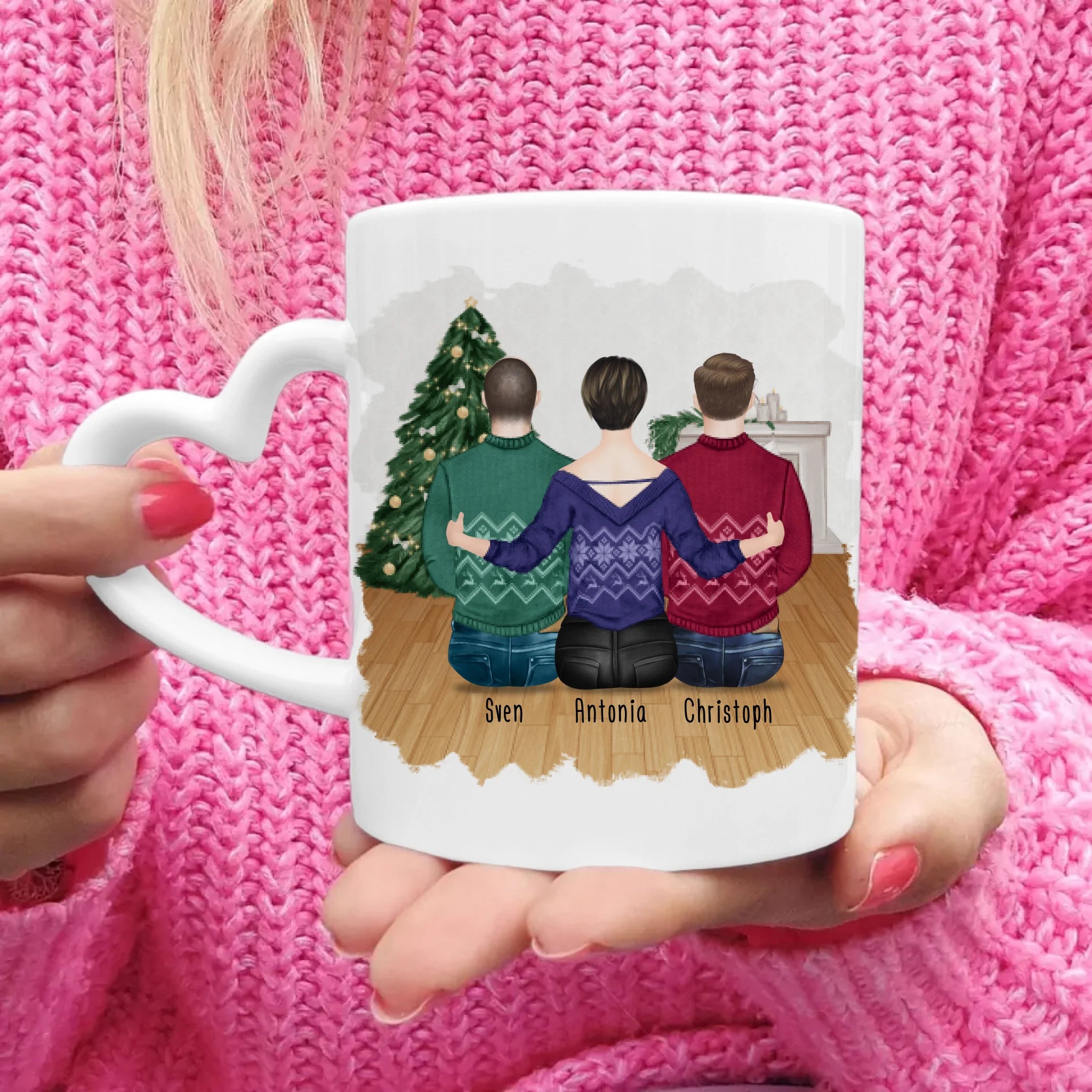 Personalisierte Tasse mit Mutter/Sohn (2 Söhne) - Weihnachtstasse