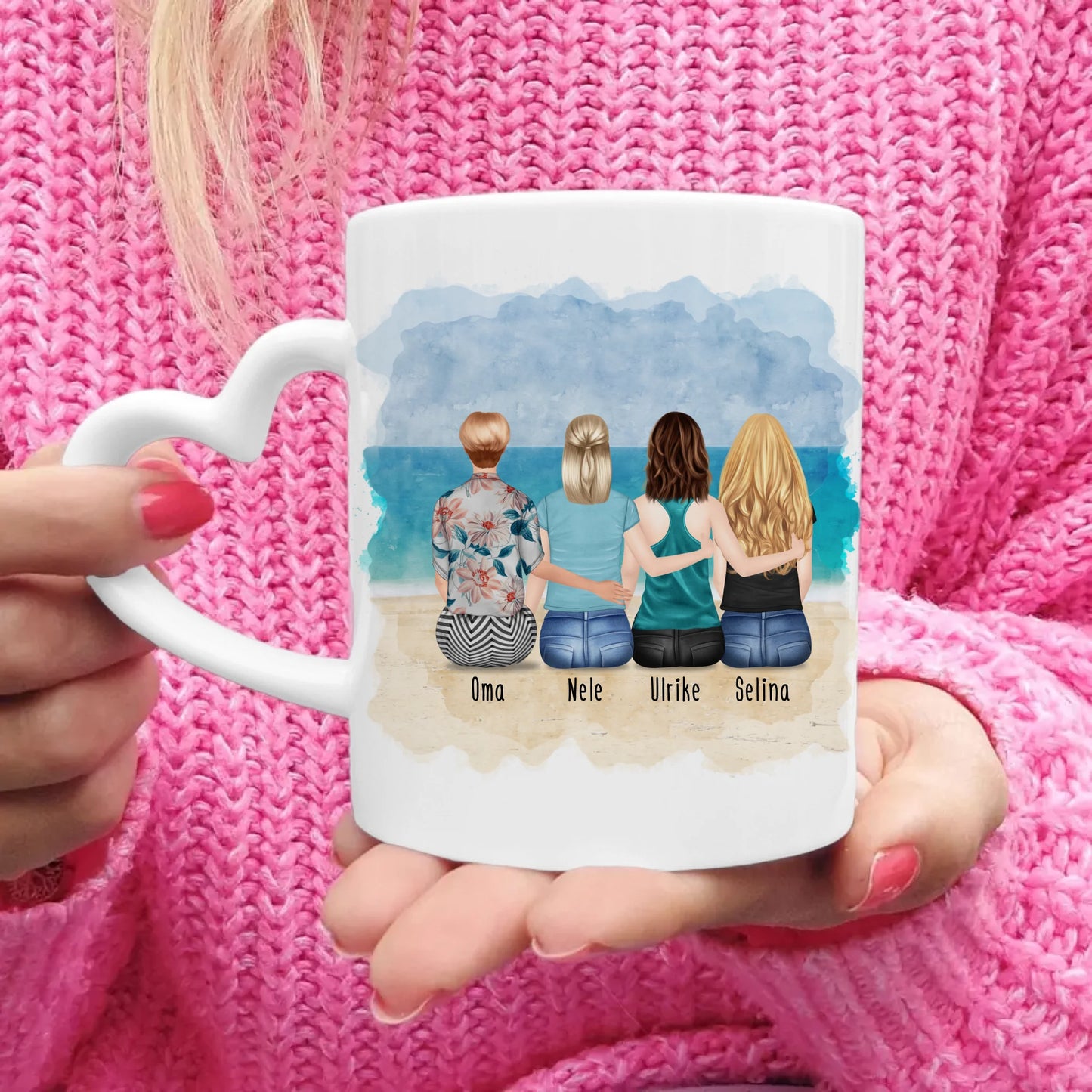 Personalisierte Tasse für Oma (3 Frauen + 1 Oma)