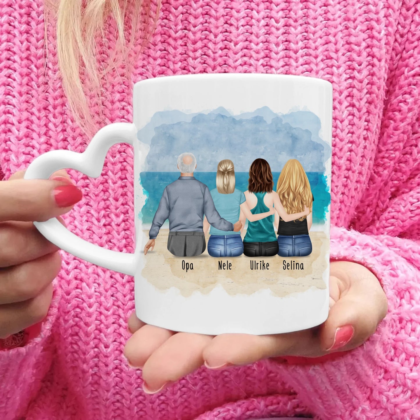 Personalisierte Tasse für Opa (3 Frauen + 1 Opa)