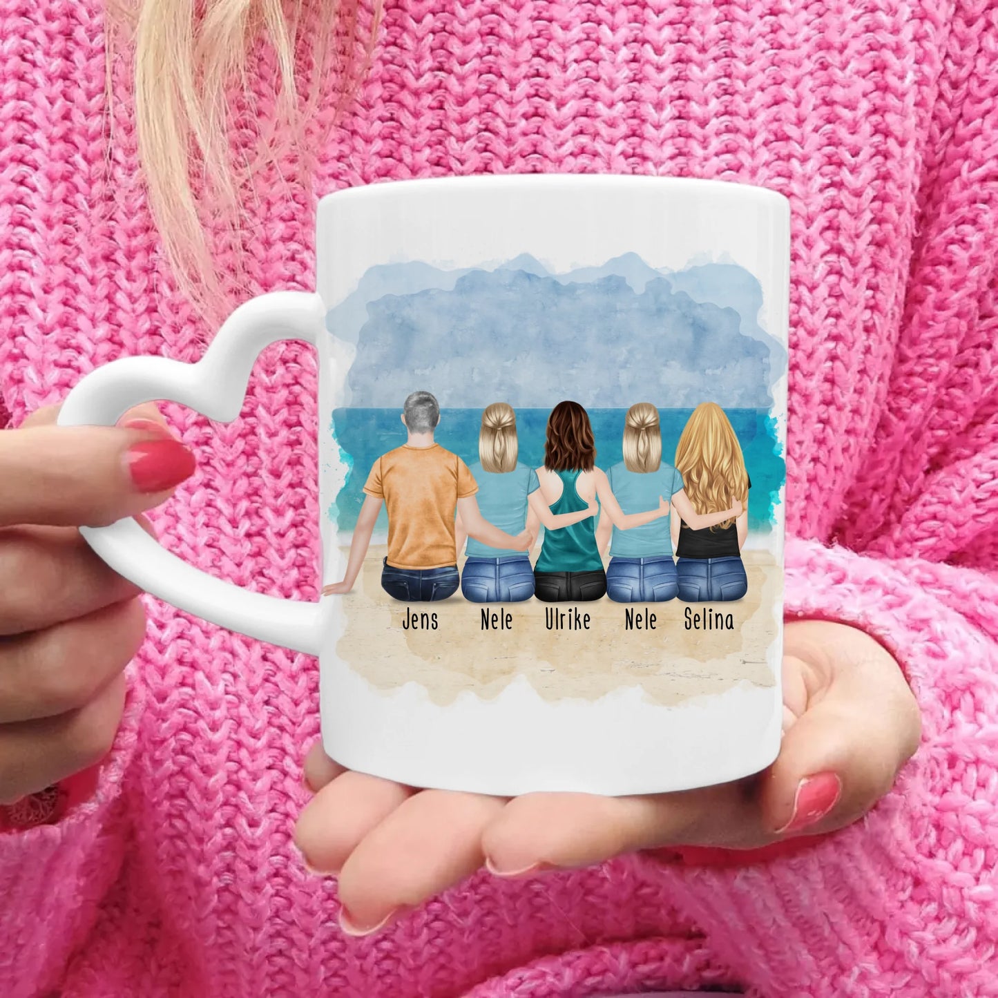 Personalisierte Tasse mit Bruder/Schwester (4 Schwestern + 1 Bruder)