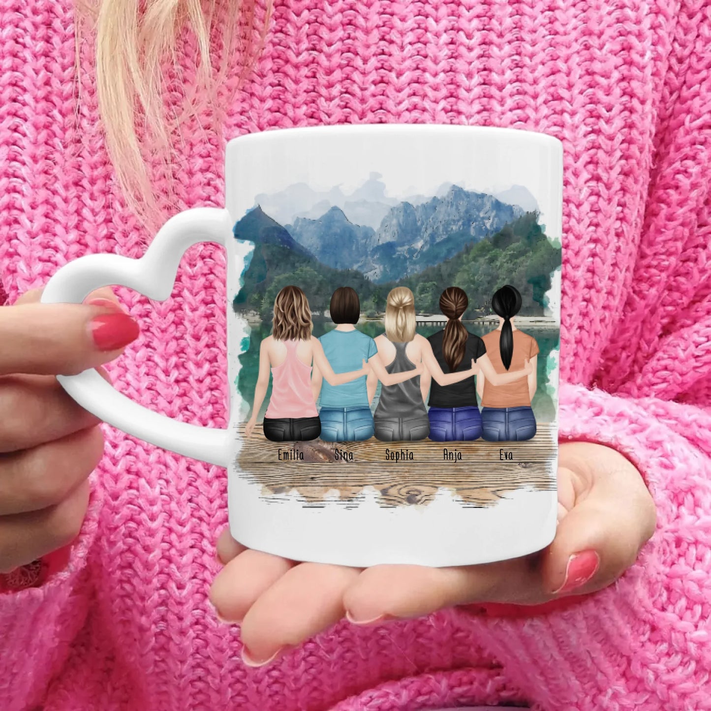 Personalisierte Tasse für Beste Schwestern (5 Schwestern)