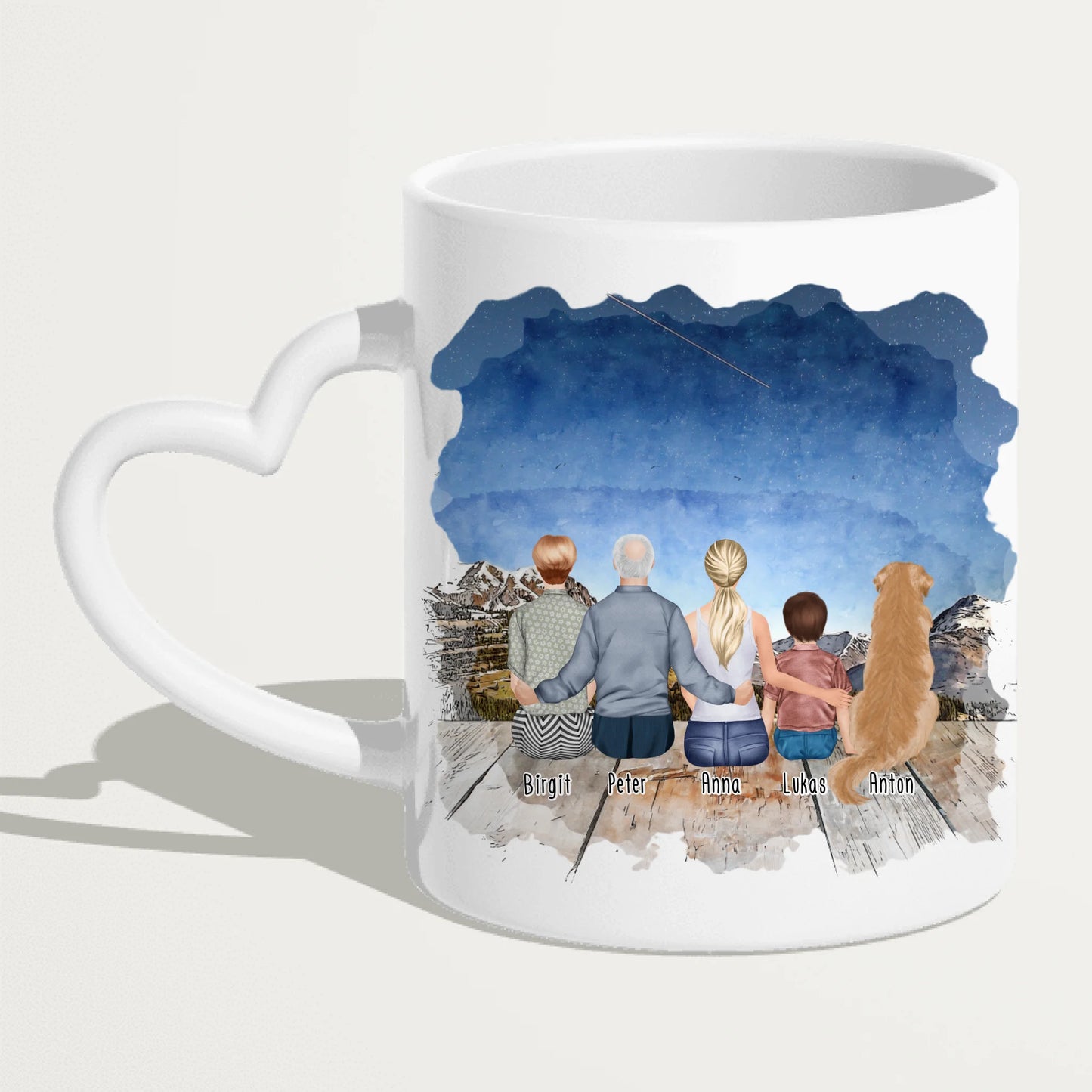 Personalisierte Tasse - Oma, Opa, Frau, Kind + 1 Hund/Katze