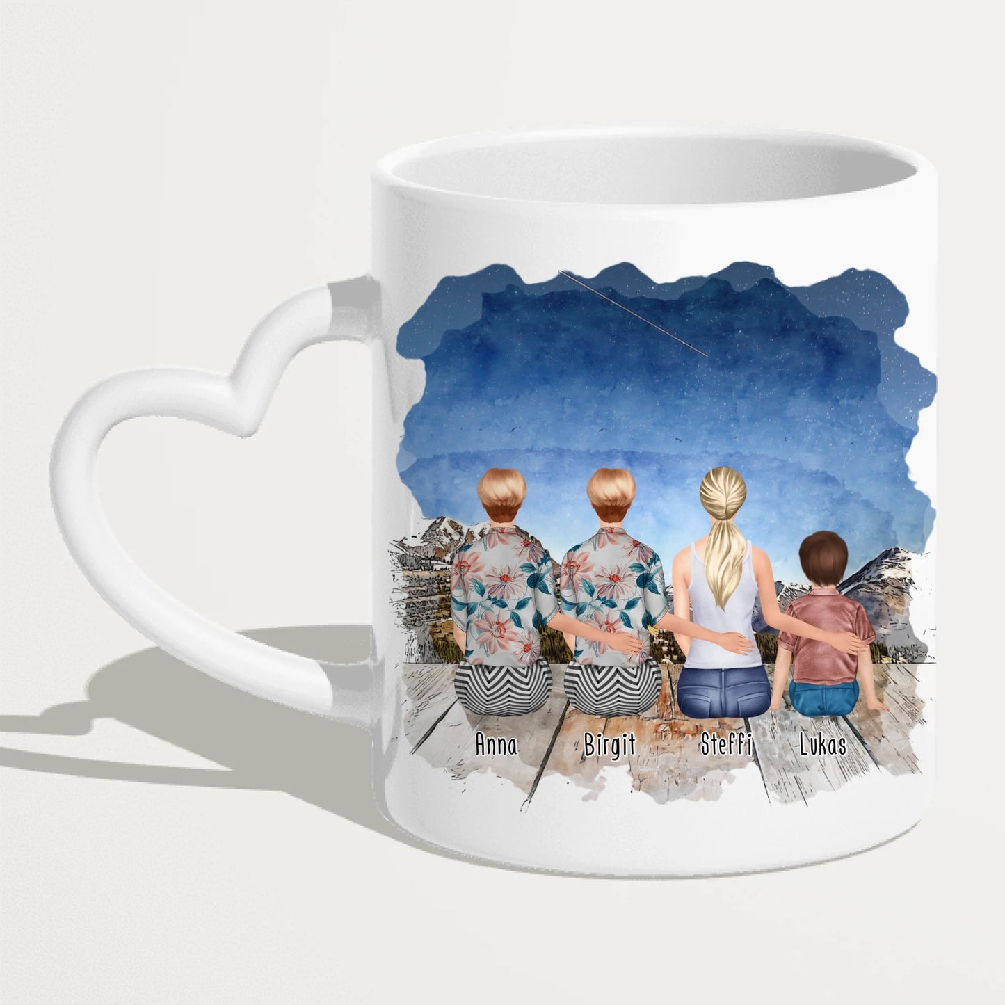 Personalisierte Tasse - 4 Generationen - Uroma, Oma, Mama, Kind