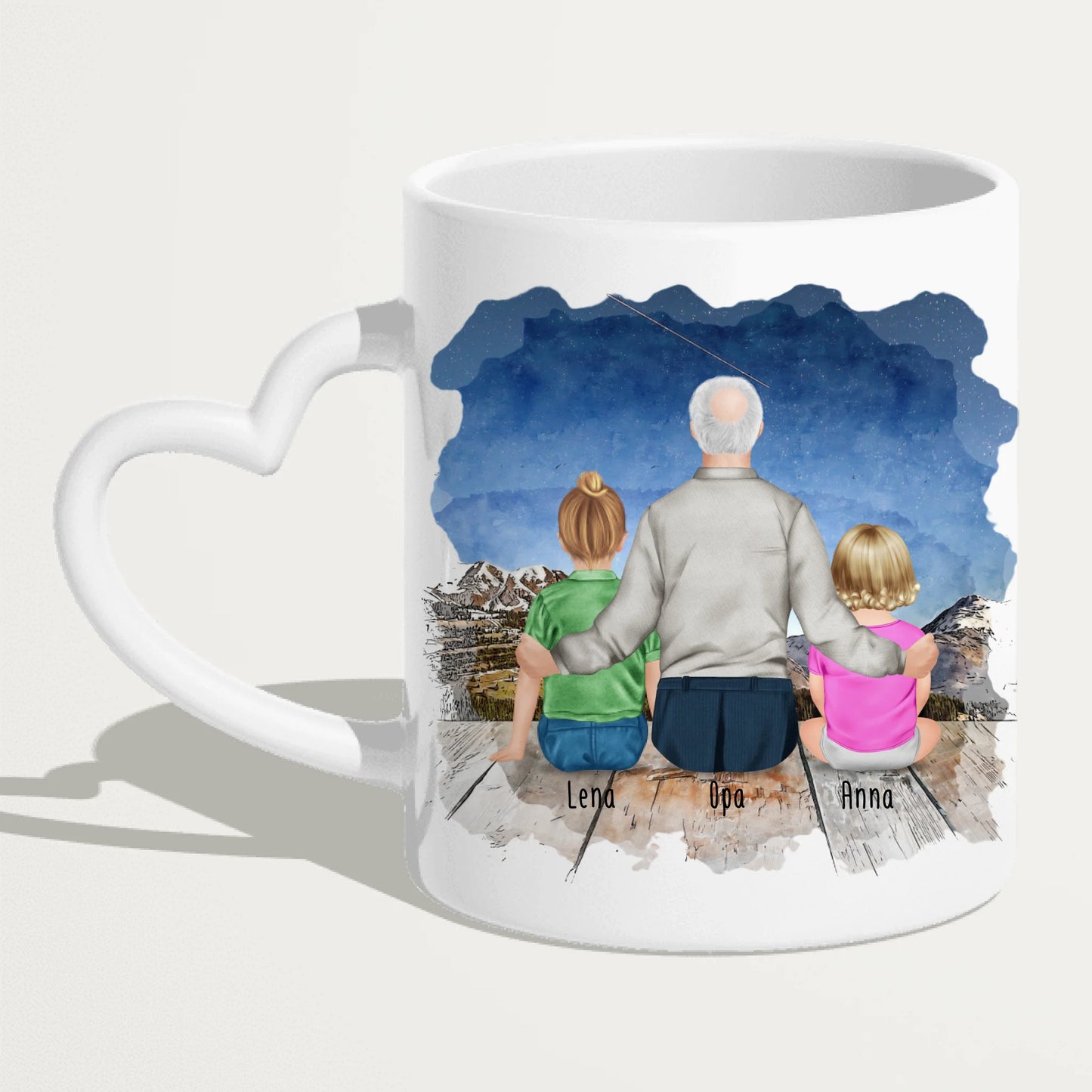 Personalisierte Tasse für Opa (1 Baby + 1 Kind + 1 Opa)