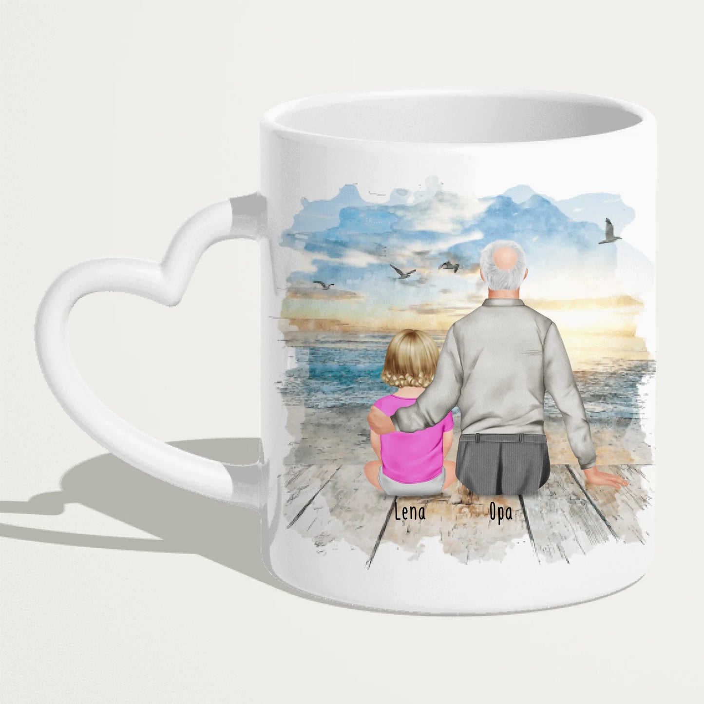 Personalisierte Tasse für Opa (1 Baby + 1 Opa)