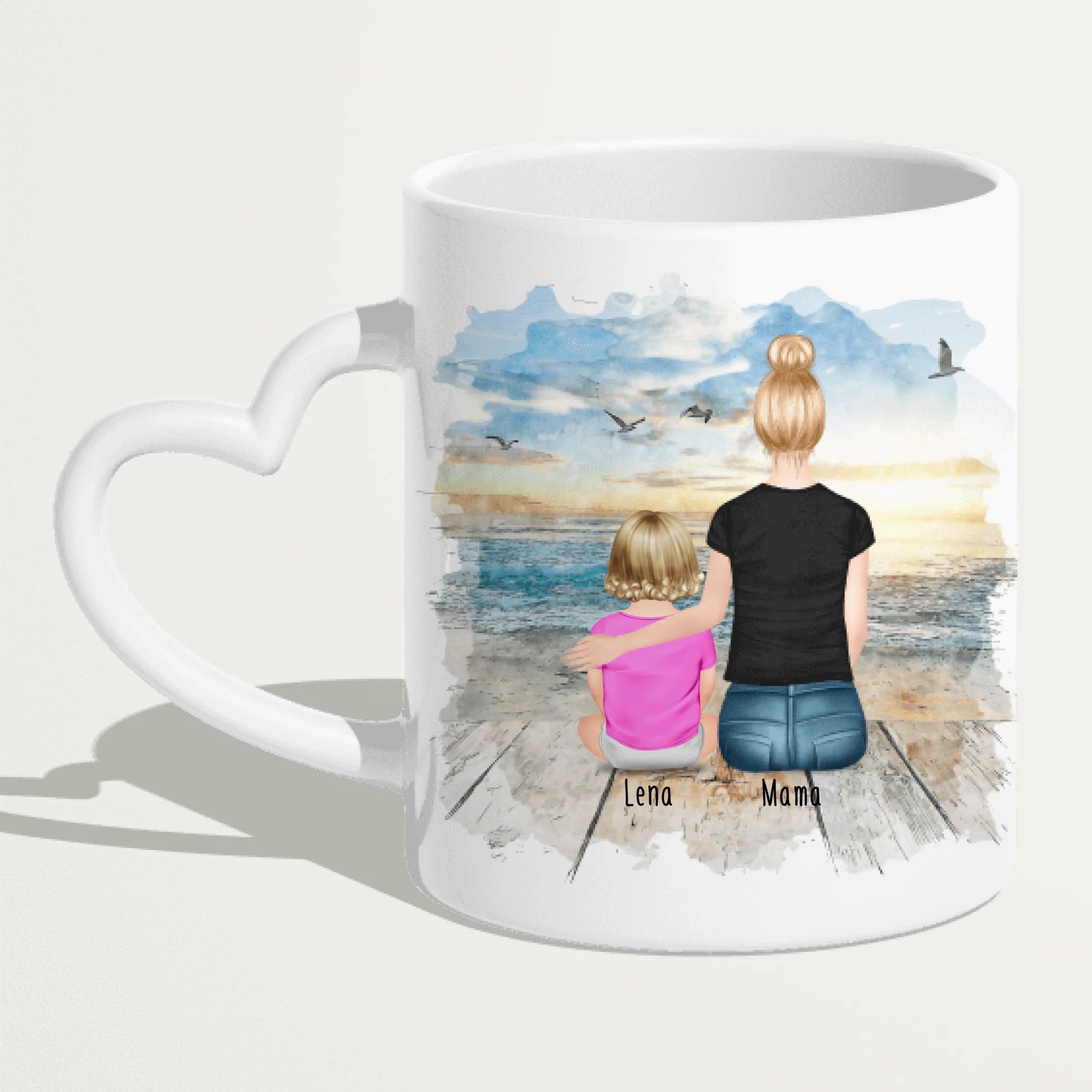 Personalisierte Tasse mit Mutter und Baby (1 Baby + 1 Mutter)
