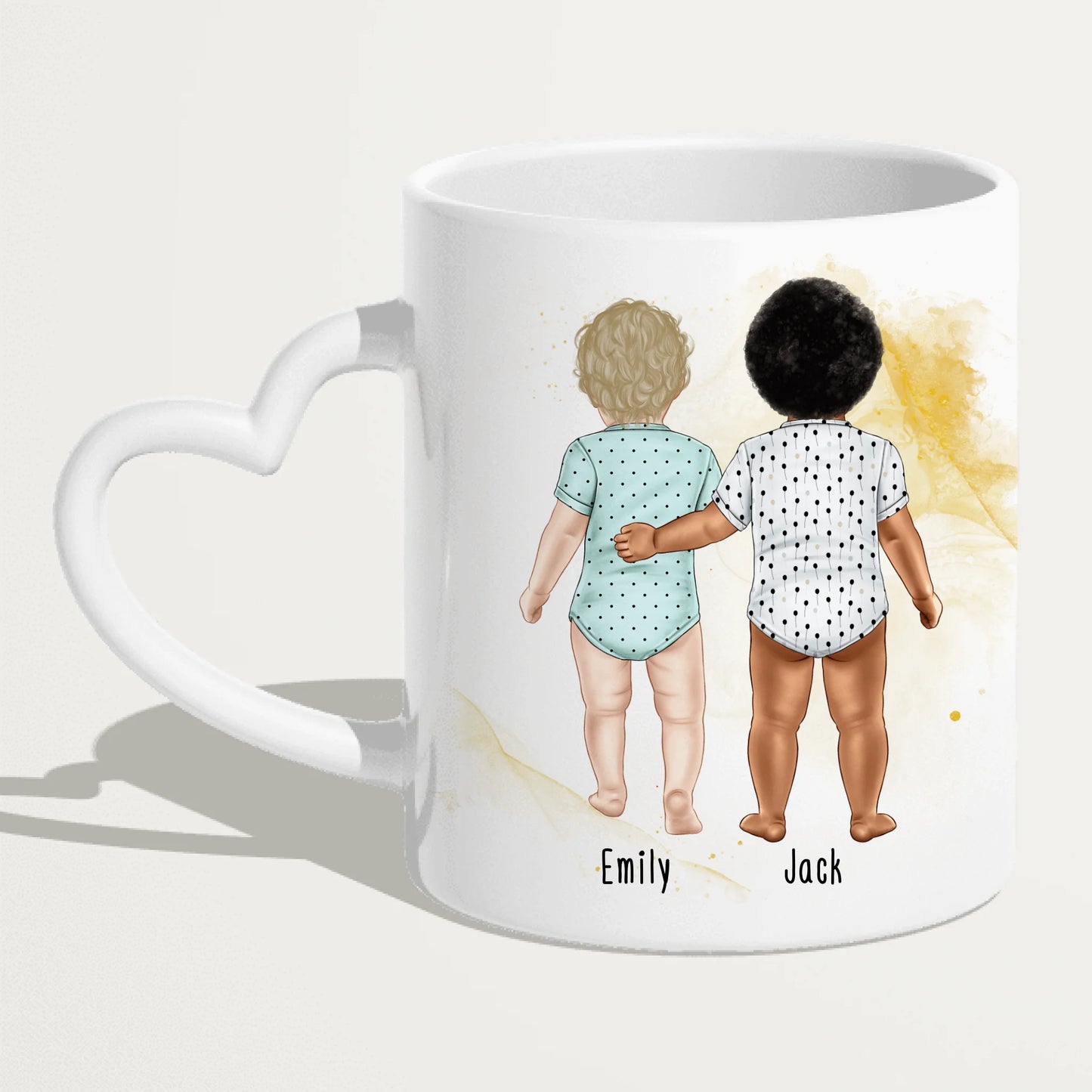 Personalisierte Tasse mit 2 Babys (stehend)