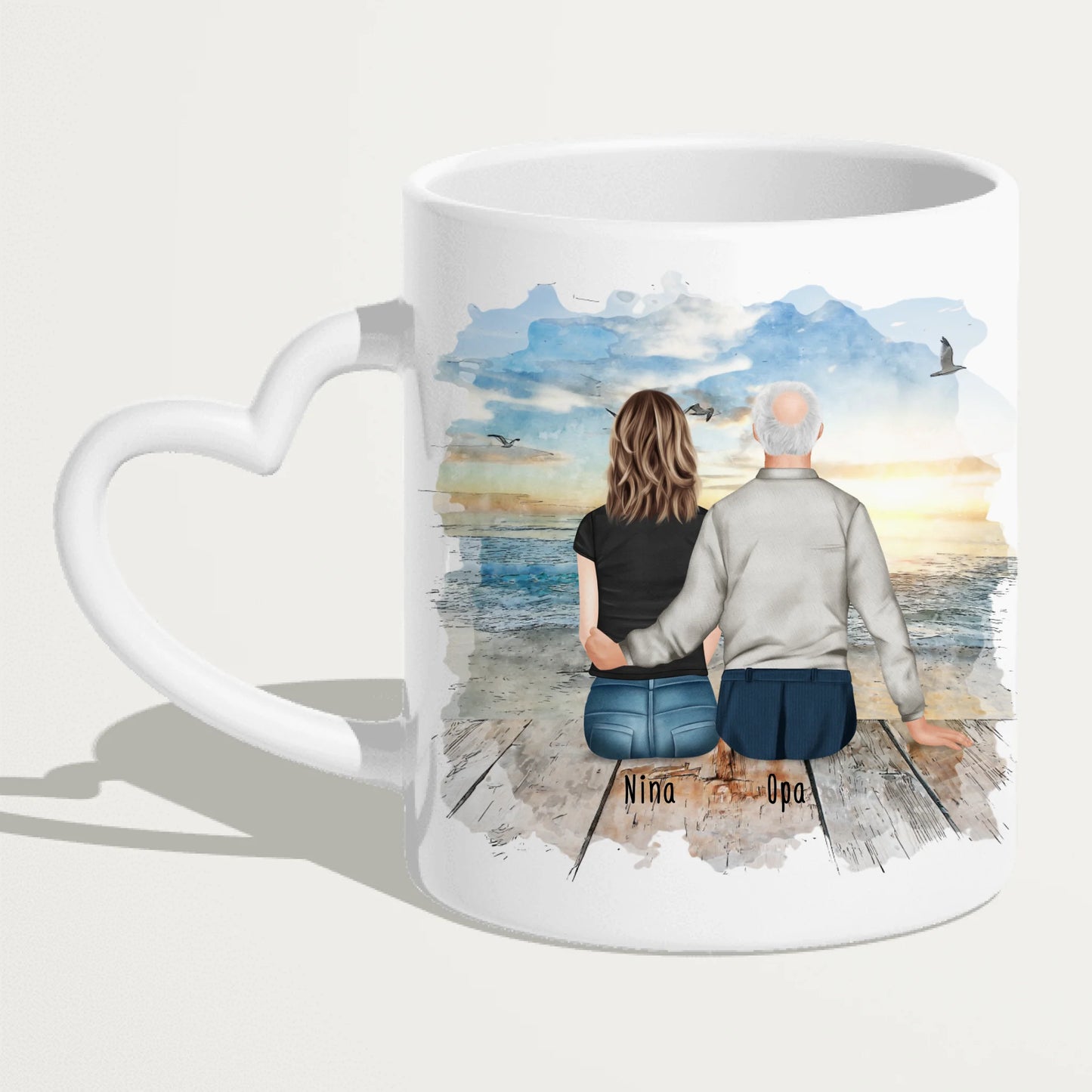 Personalisierte Tasse für Opa (1 Frau + 1 Opa)