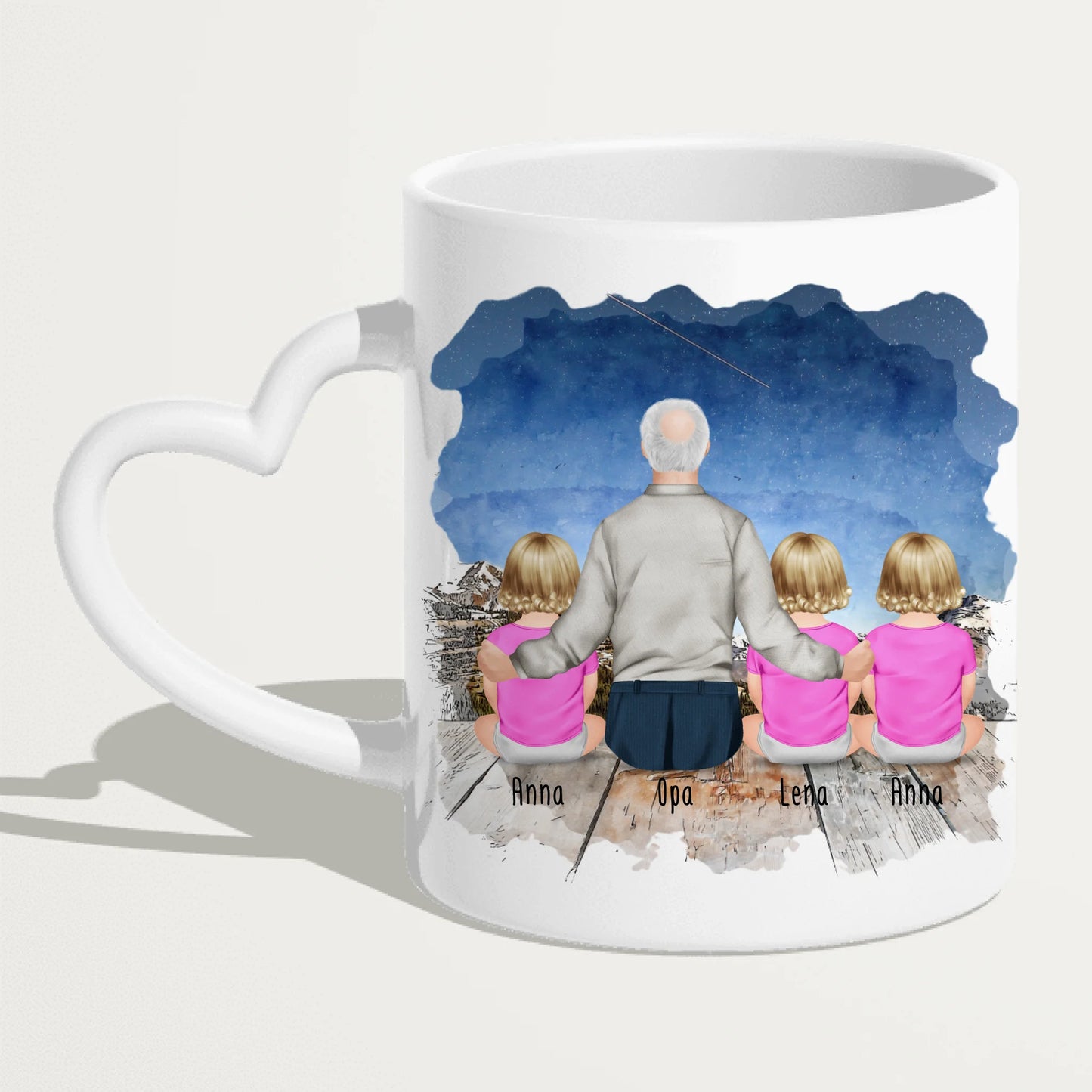 Personalisierte Tasse für Opa (3 Babys + 1 Opa)