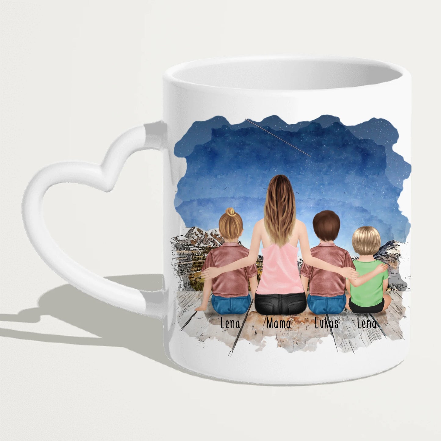 Personalisierte Tasse -  1 Frau + 2 Kinder + 1 Baby