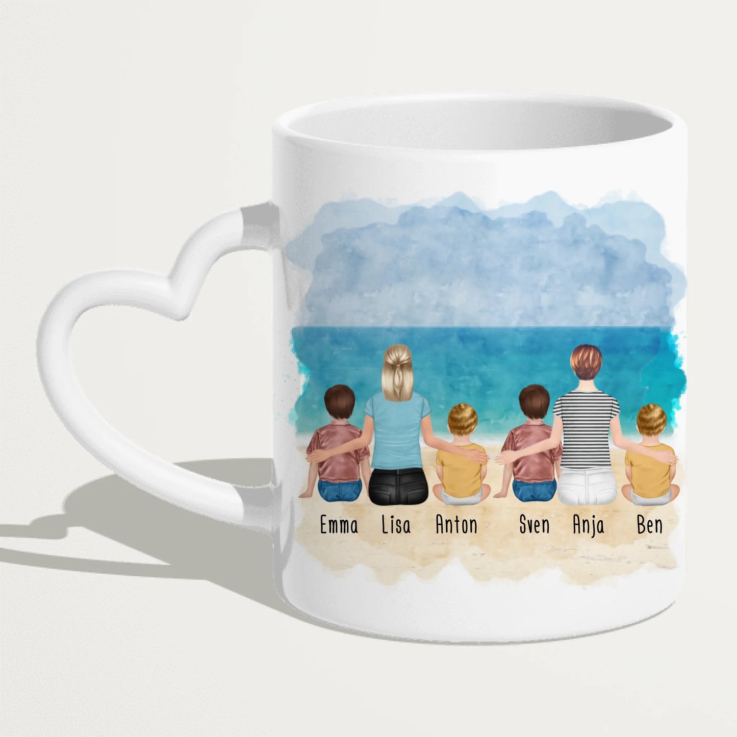 Personalisierte Tasse - 2 Frauen + 2 Kinder + 2 Babys