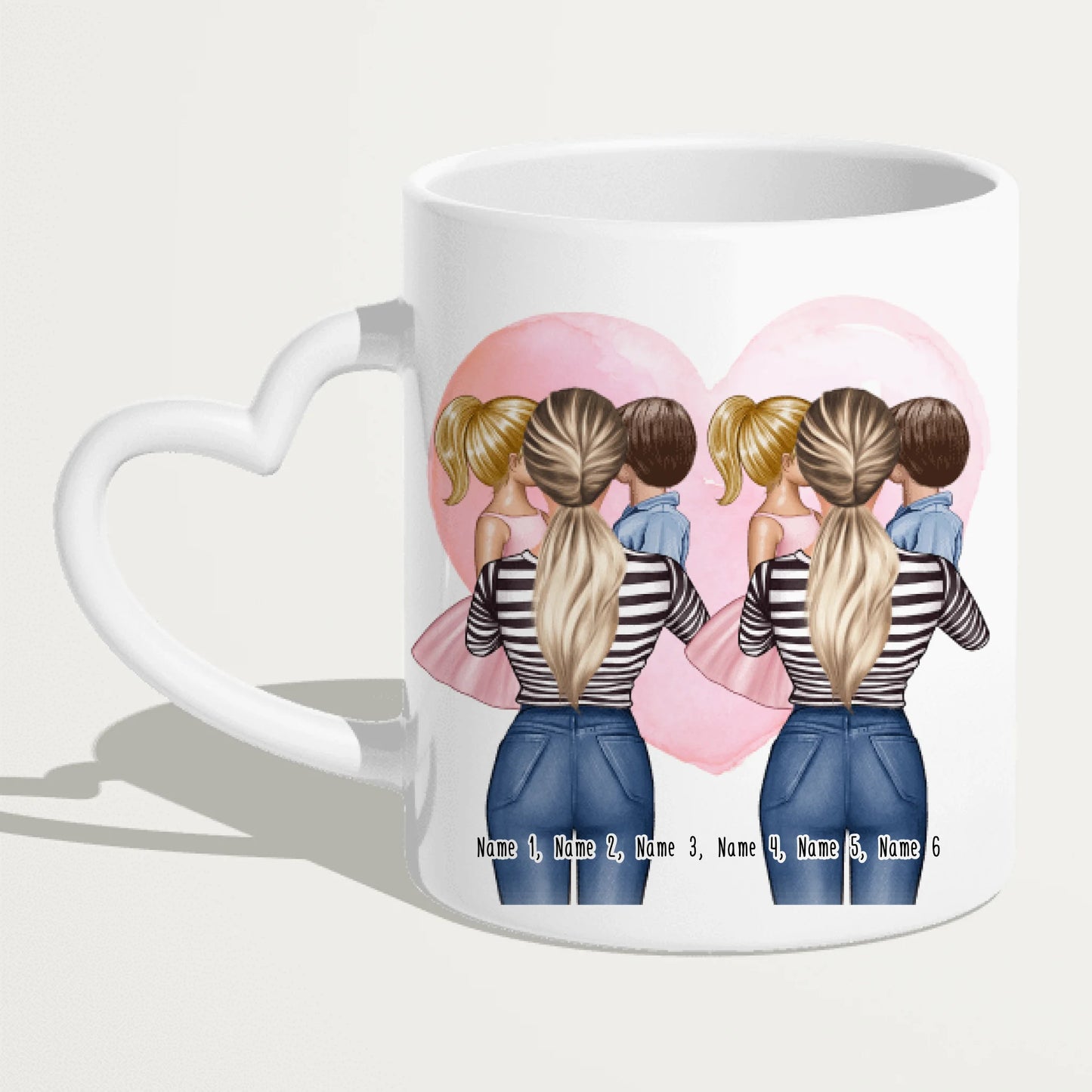 Personalisierte Tasse 2 Frauen mit je 1 Kind & 1 Baby