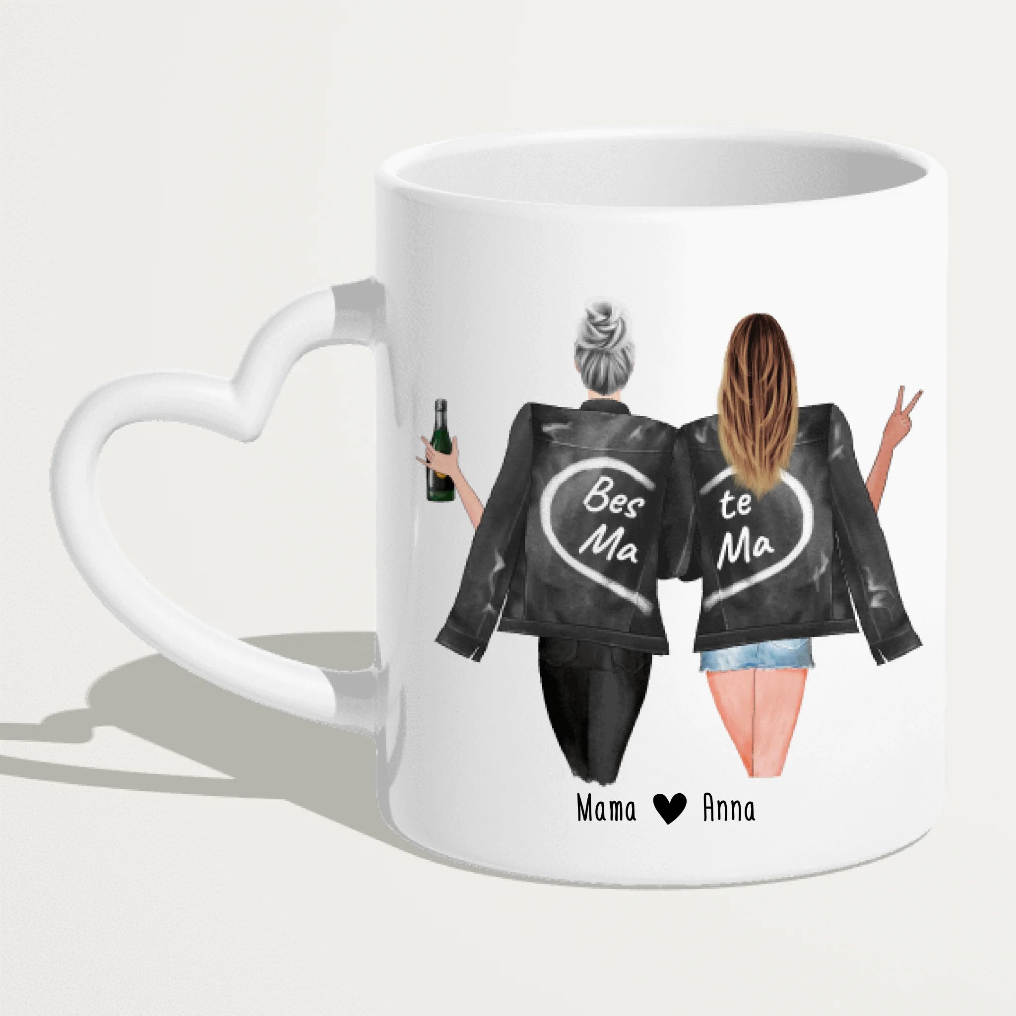 Personalisierte Tasse - Mutter + Tochter mit Jacken