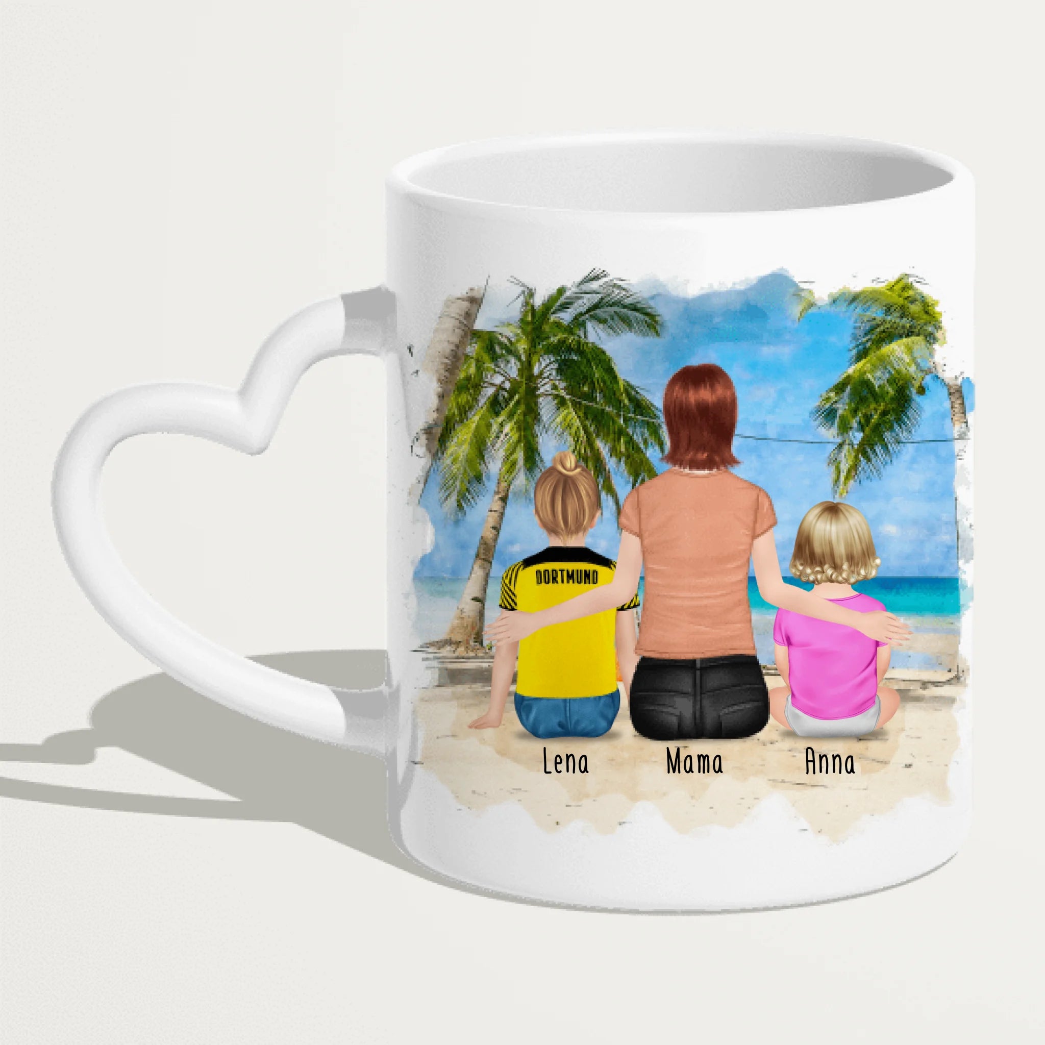 Personalisierte Tasse mit Mutter, Baby und Kind (1 Baby + 1 Kind + 1 Mutter) (Trickot)