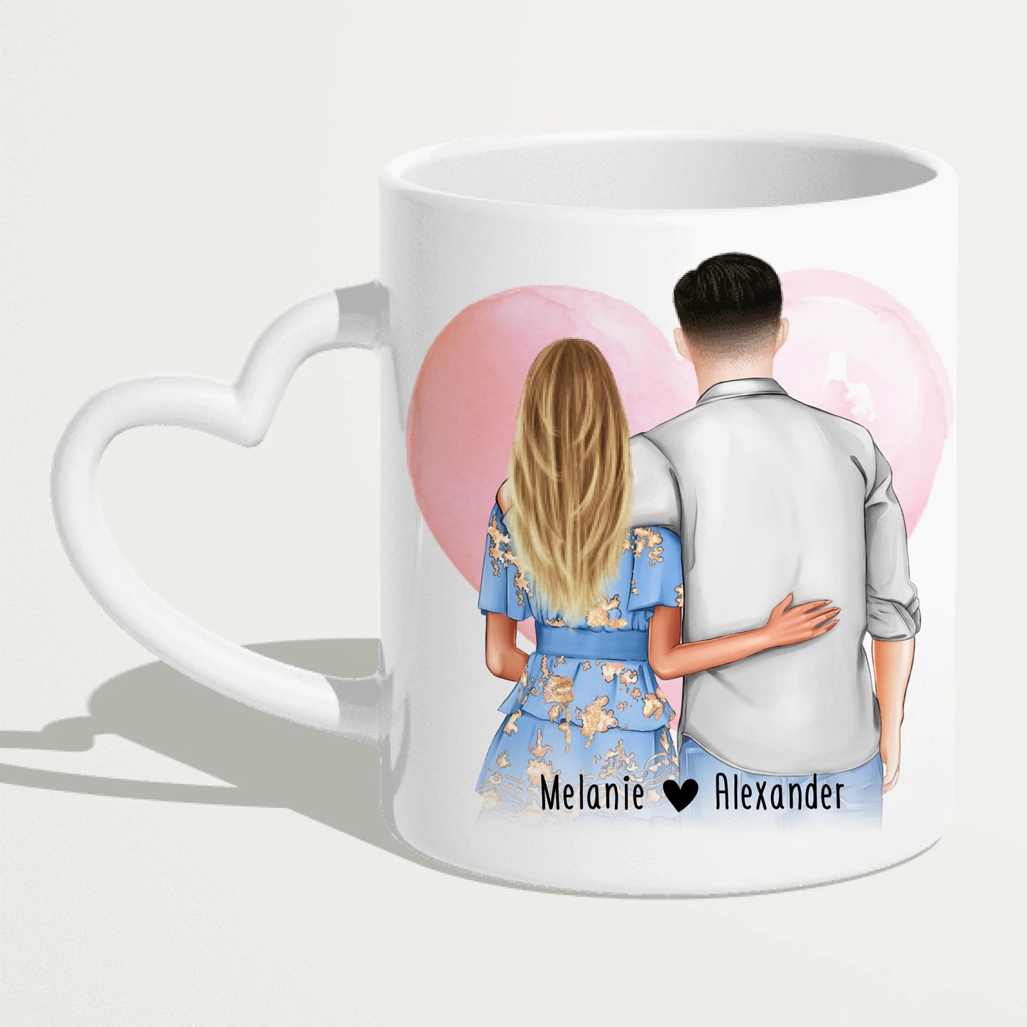 Personalisierte Tasse - Paar mit Kleid und Hemd (stehend) - Pärchen Tasse