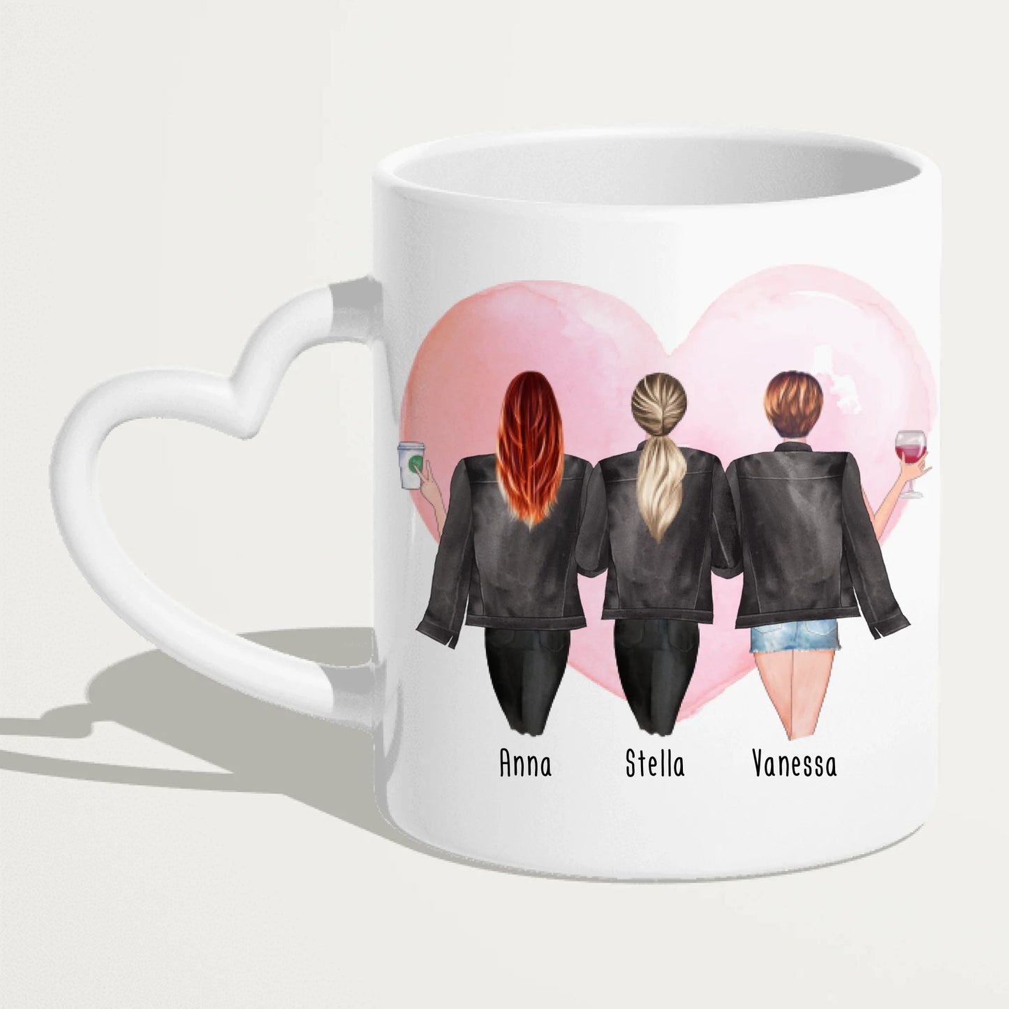 Personalisierte Tasse - Beste Schwestern mit Jacken (3 Schwestern)