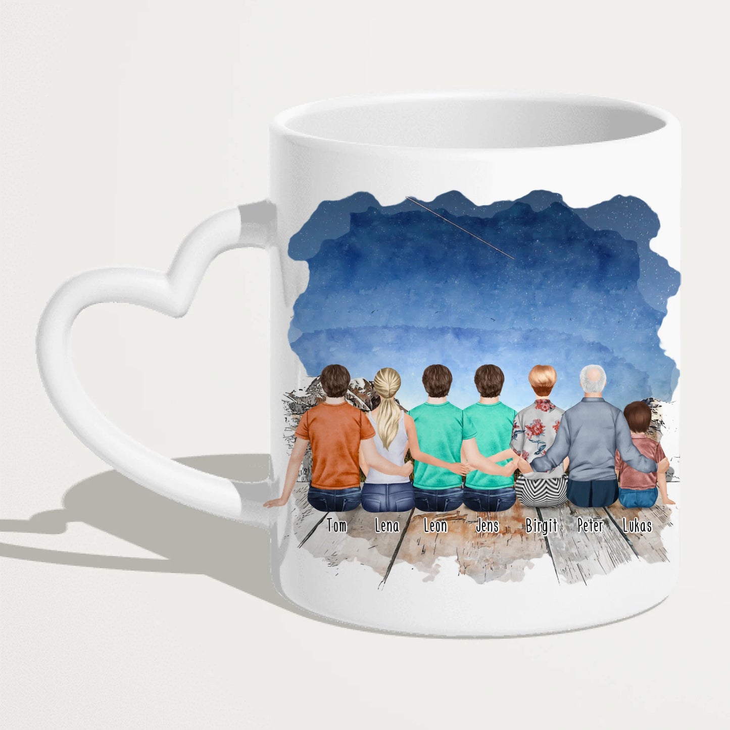 Personalisierte Tasse - 1 Frau + 3 Männer + 1 Oma + 1 Opa + 1 Kind