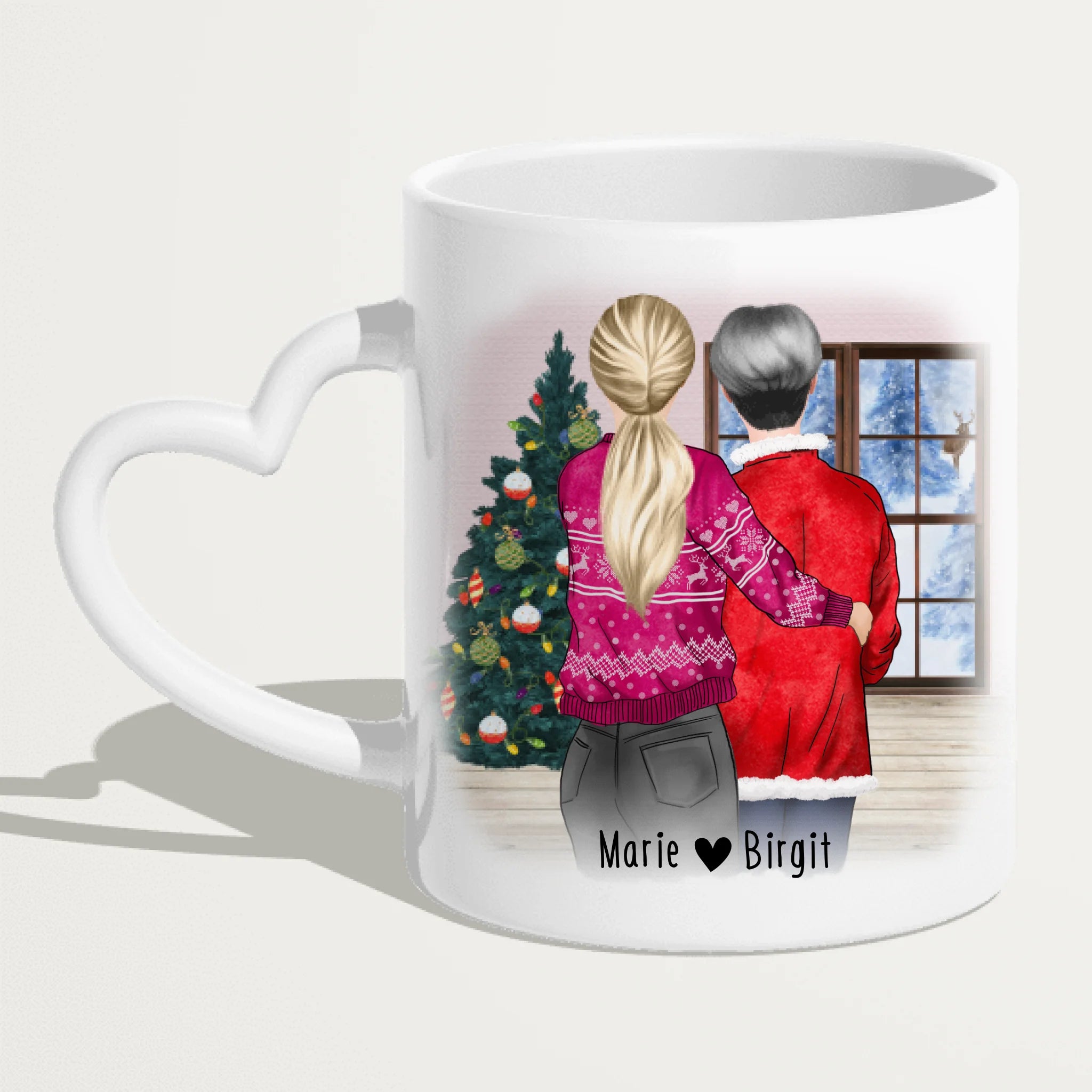 Personalisierte Tasse - Mutter/Mama + Tochter (stehend) - Weihnachtstasse