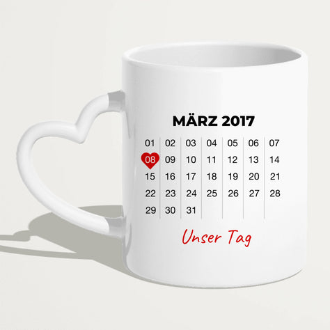 Personalisierte Tasse mit Jahrestag und Bild - Jahrestag Geschenk für Paare