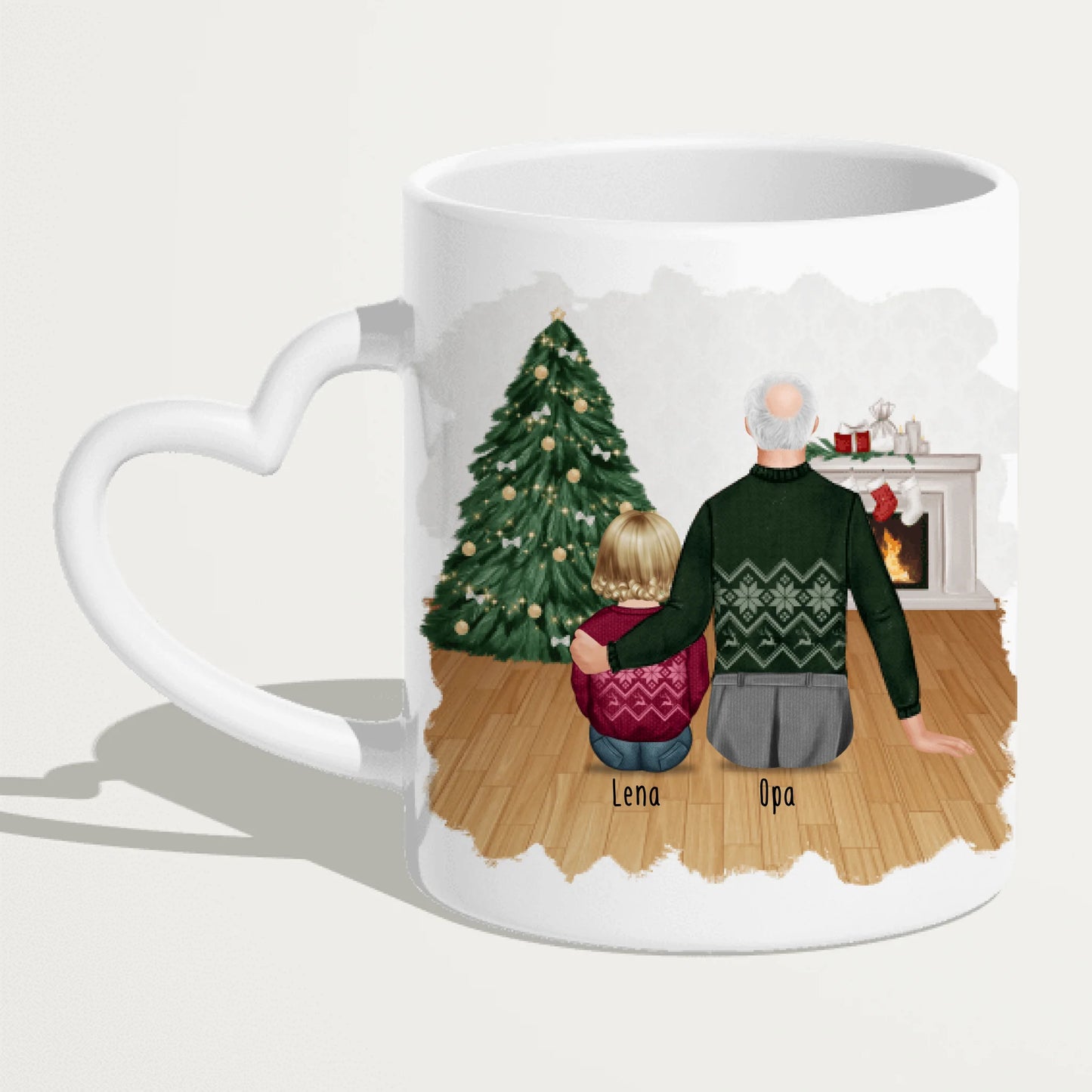 Personalisierte Tasse für Opa (1 Baby + 1 Opa) - Weihnachtstasse