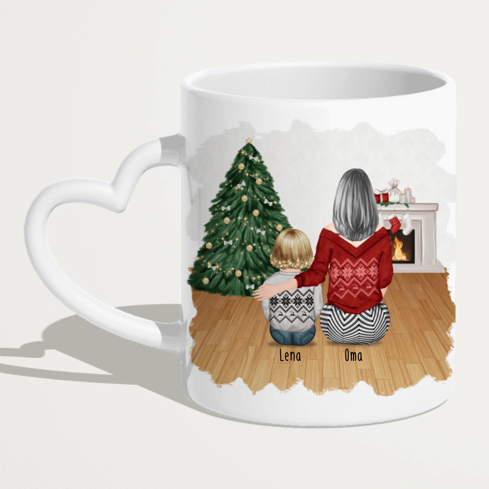 Personalisierte Tasse für Oma (1 Baby + 1 Oma) - Weihnachtstasse