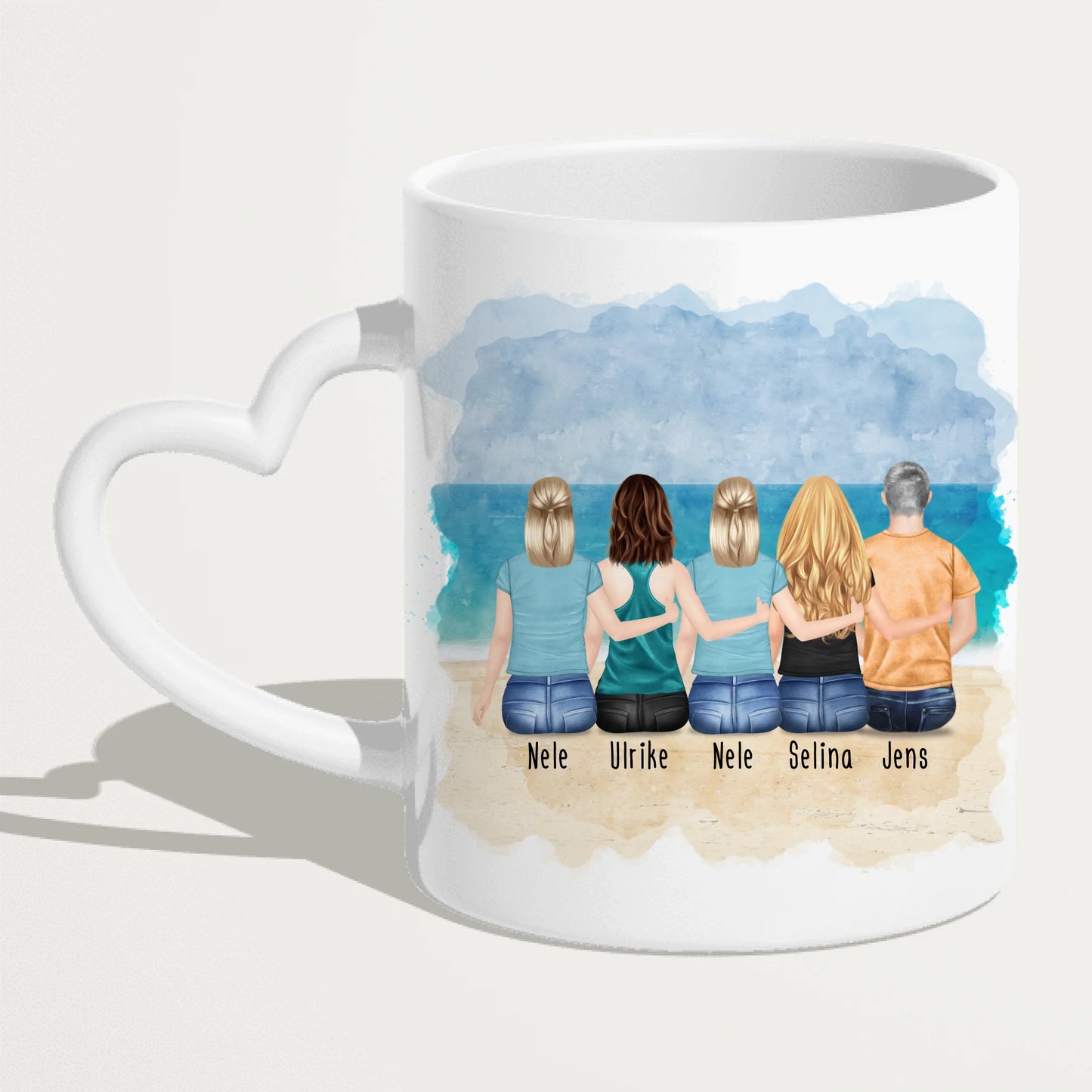 Personalisierte Tasse - Beste Freunde (4 Frauen + 1 Mann)