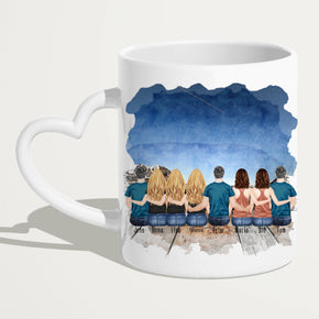 Personalisierte Tasse mit Familie (5 Frauen + 3 Männer)