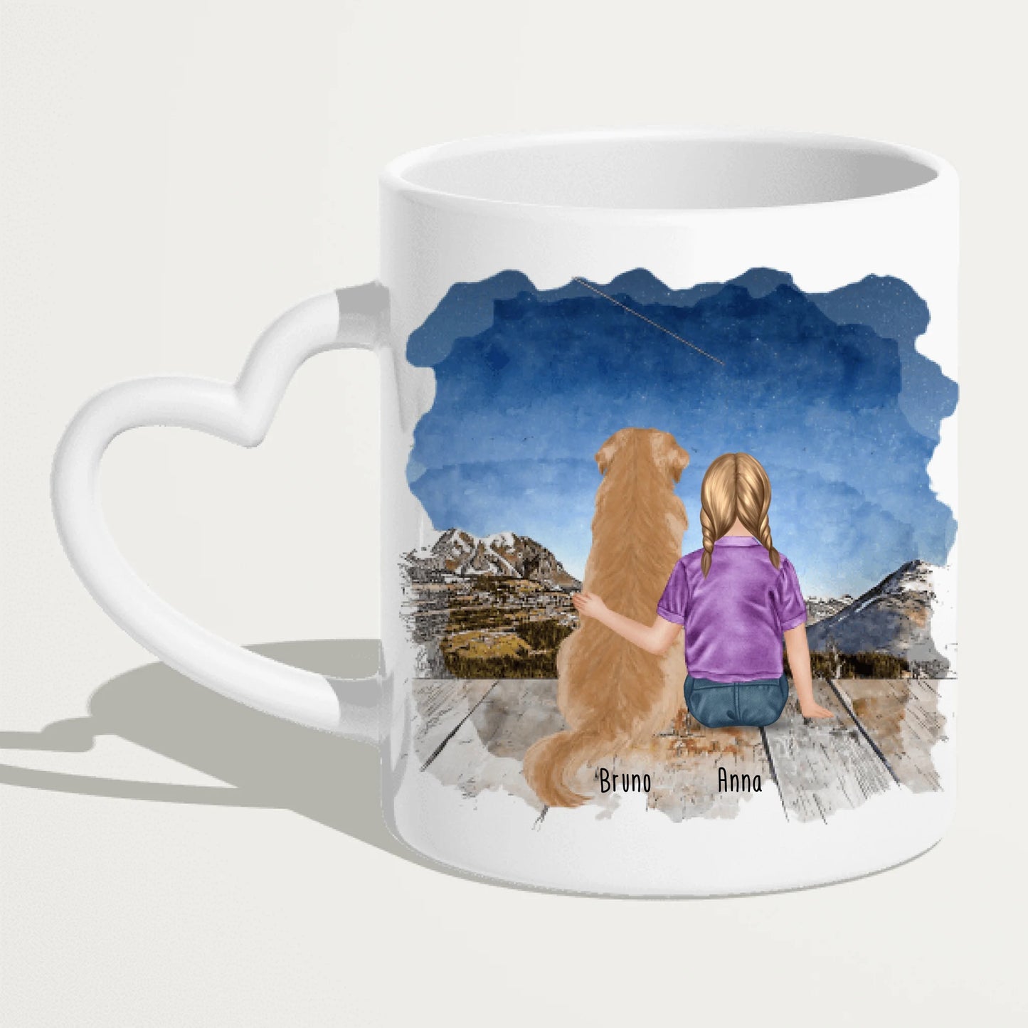 Personalisierte Tasse - 1 Kind und 1 Hund