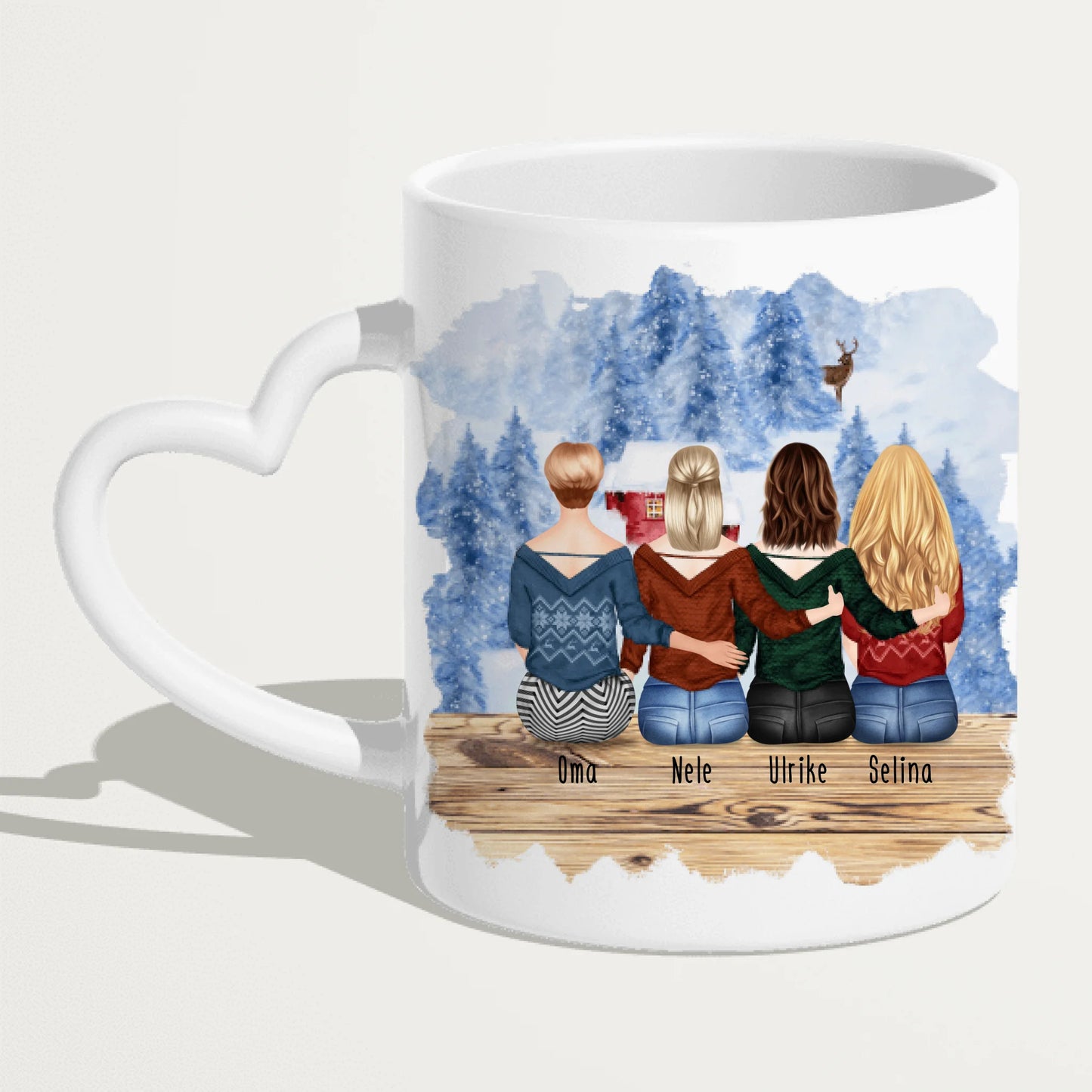 Personalisierte Tasse für Oma (3 Frauen + 1 Oma) - Weihnachtstasse