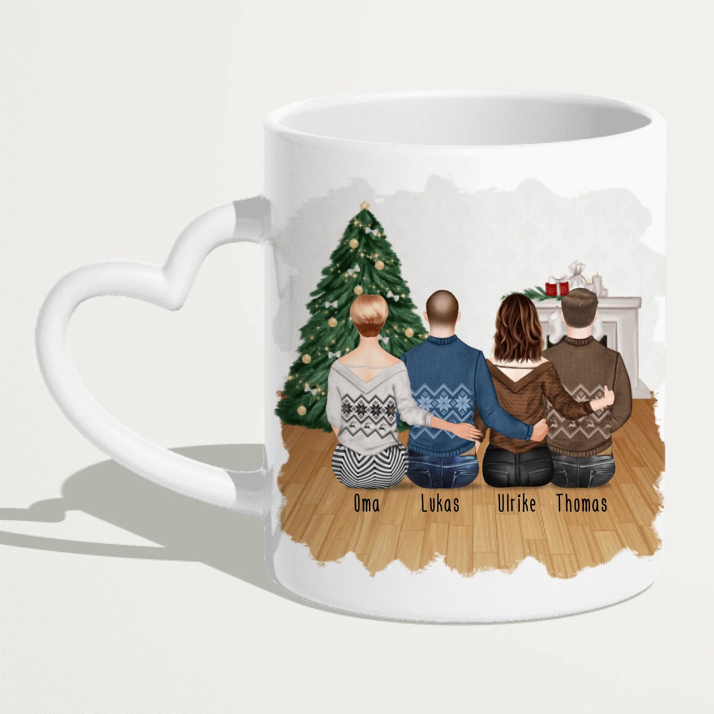 Personalisierte Tasse für Oma (1 Frau + 2 Männer + 1 Oma) - Weihnachtstasse