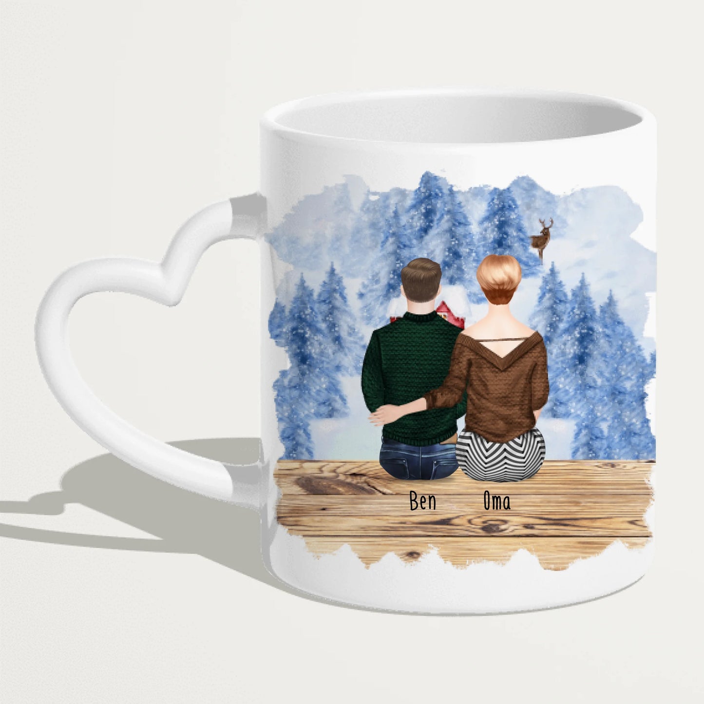 Personalisierte Tasse für Oma (1 Mann + 1 Oma) - Weihnachtstasse