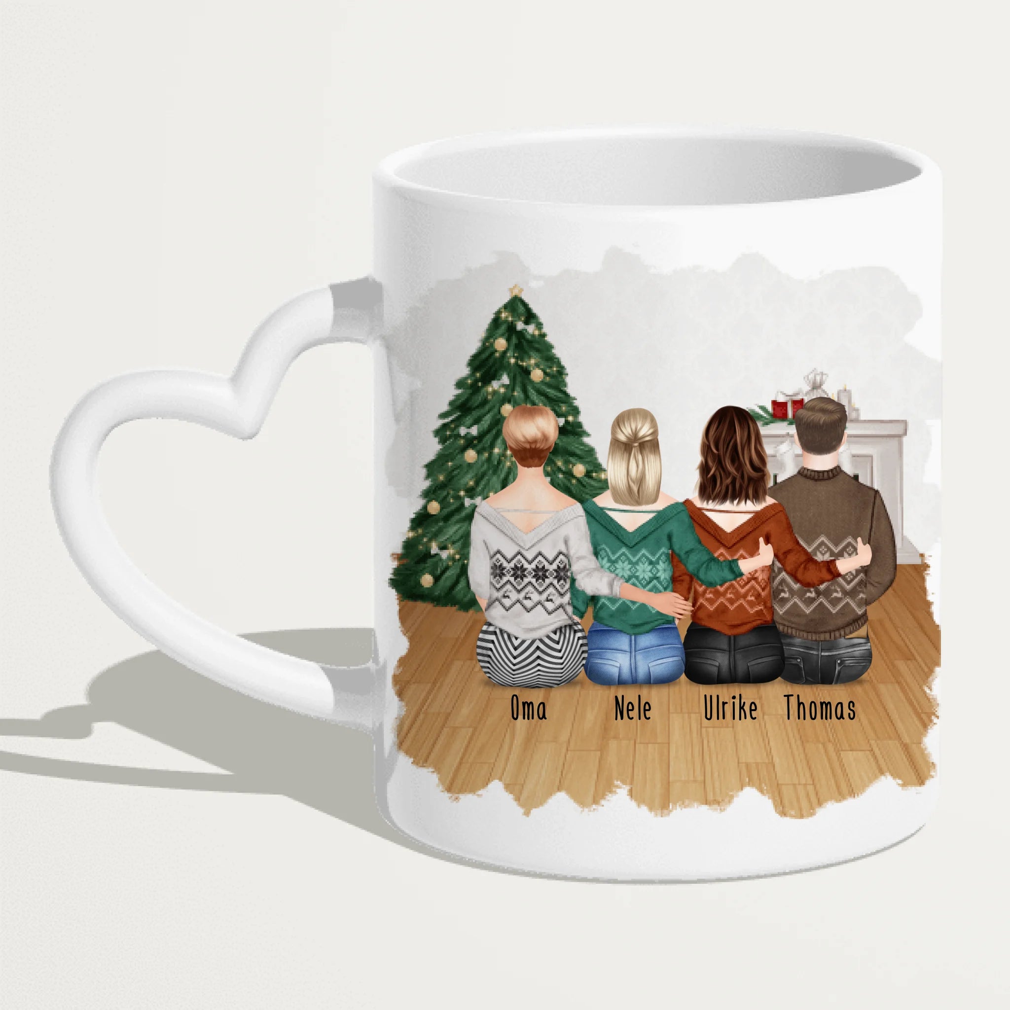 Personalisierte Tasse für Oma (2 Frauen + 1 Mann + 1 Oma) - Weihnachtstasse