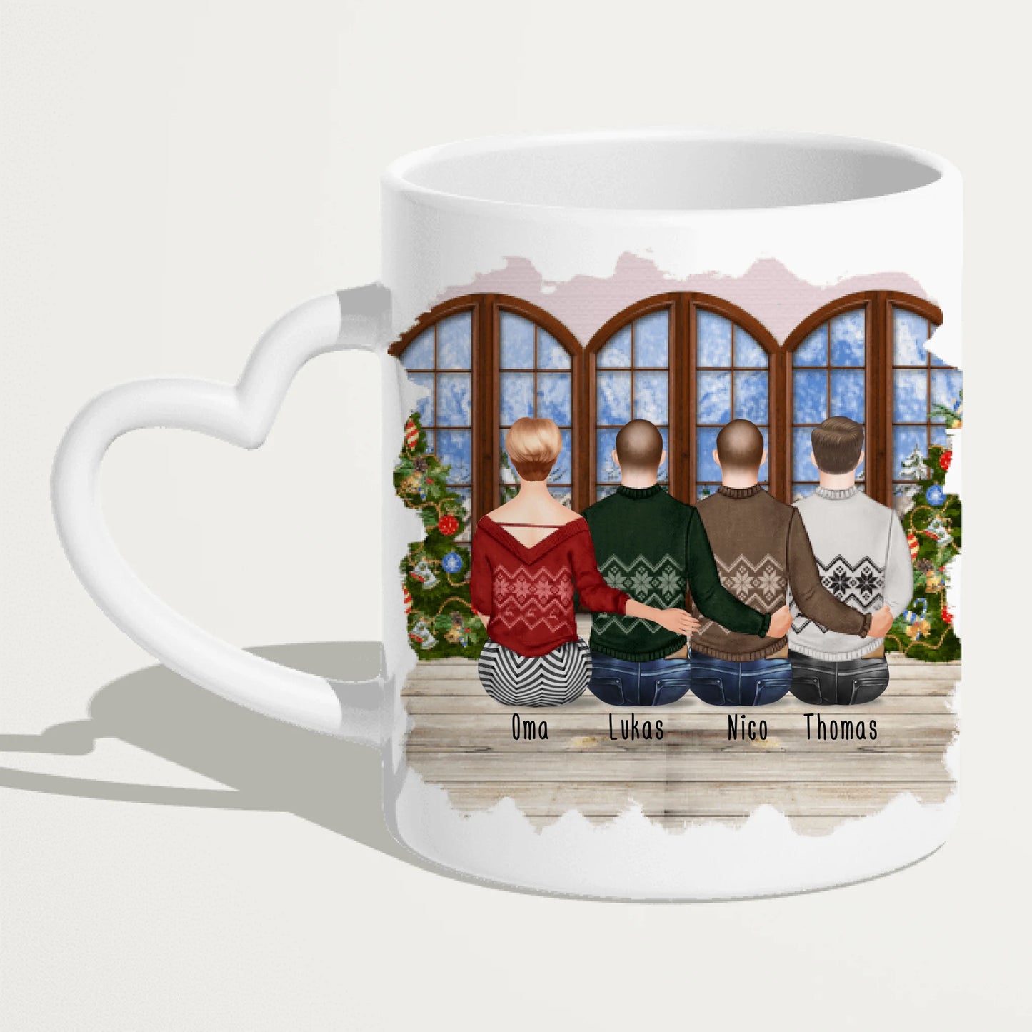 Personalisierte Tasse für Oma (3 Männer + 1 Oma) - Weihnachtstasse