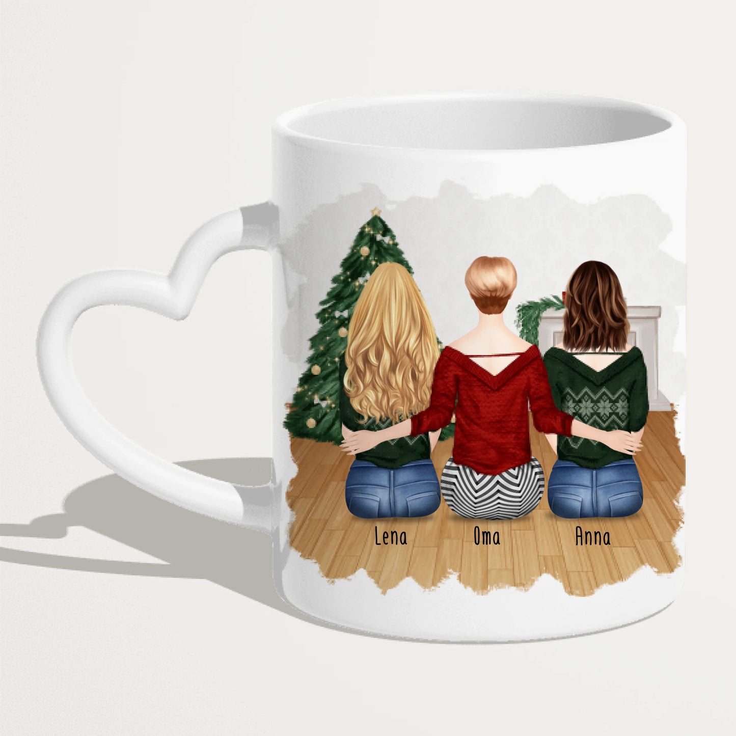 Personalisierte Tasse für Oma (2 Frauen + 1 Oma) - Weihnachtstasse