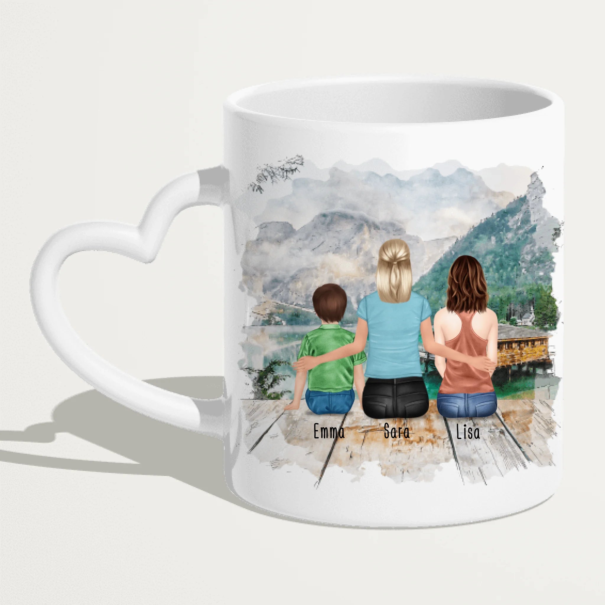 Personalisierte Tasse 1 Frau + 1 Teenagerin + 1 Kind