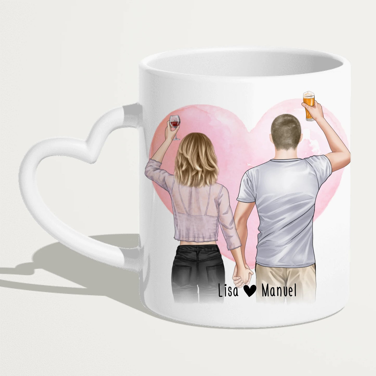 Personalisierte Tasse - Paar/Pärchen/Beste Freunde (1 Frau + 1 Mann stehend)