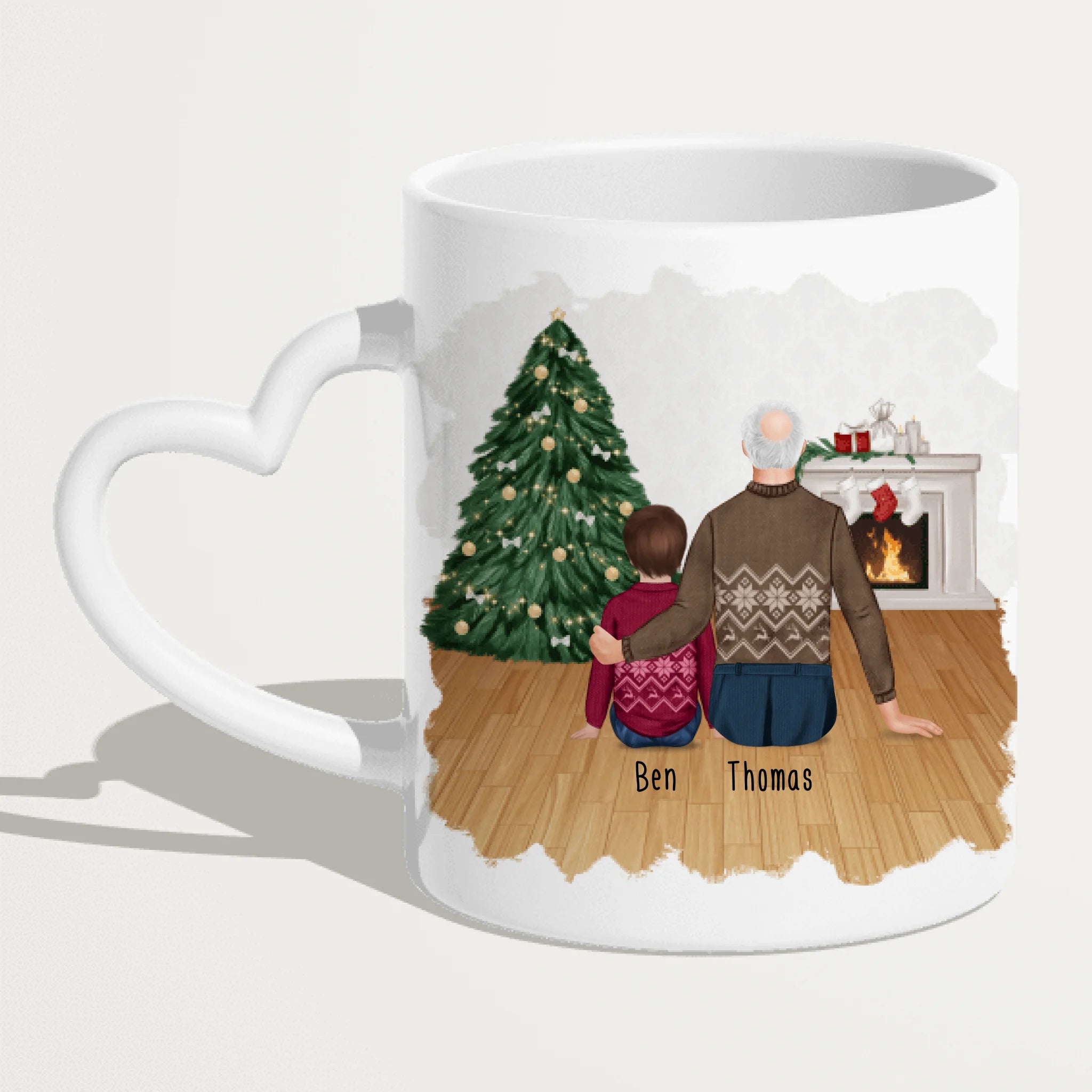 Personalisierte Tasse für Opa (1 Kind + 1 Opa) - Weihnachtstasse